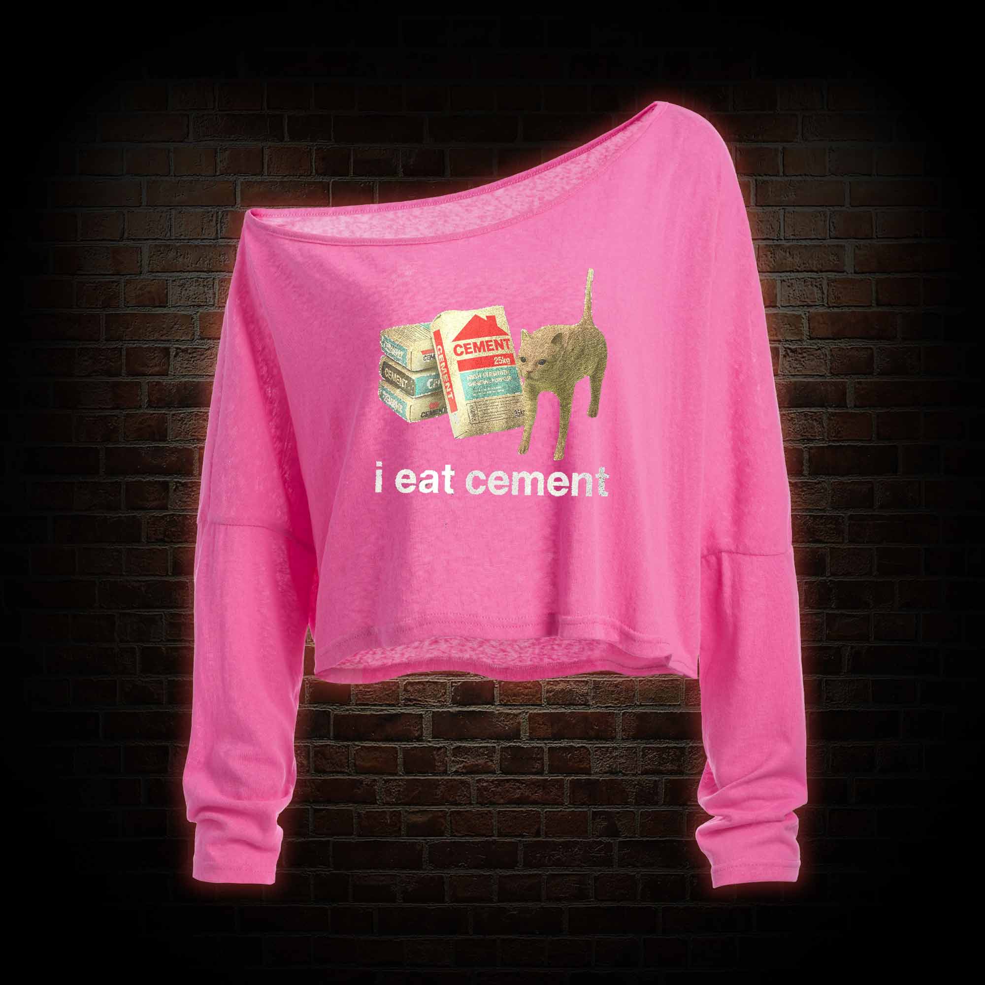 I Eat Cement Off Shoulder Long Sleeve Top