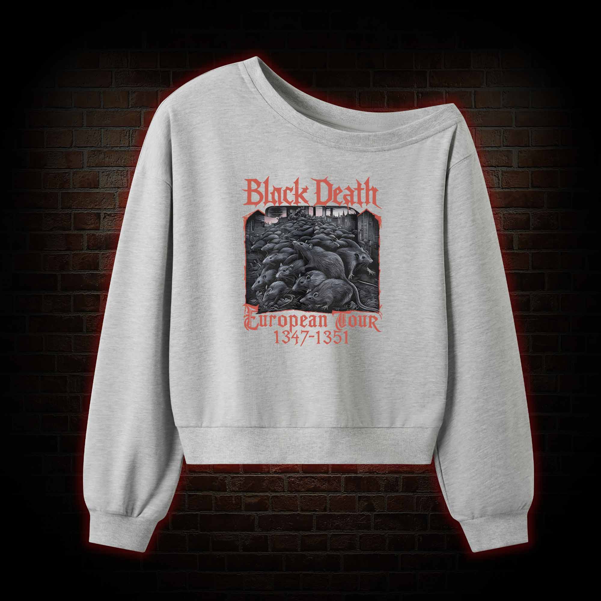 Vintage Black Death European Tour Off Shoulder Sweatshirt