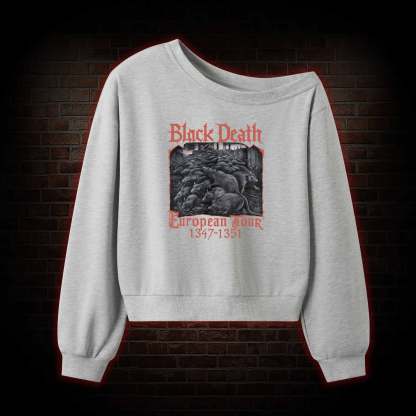 Vintage Black Death European Tour Off Shoulder Sweatshirt