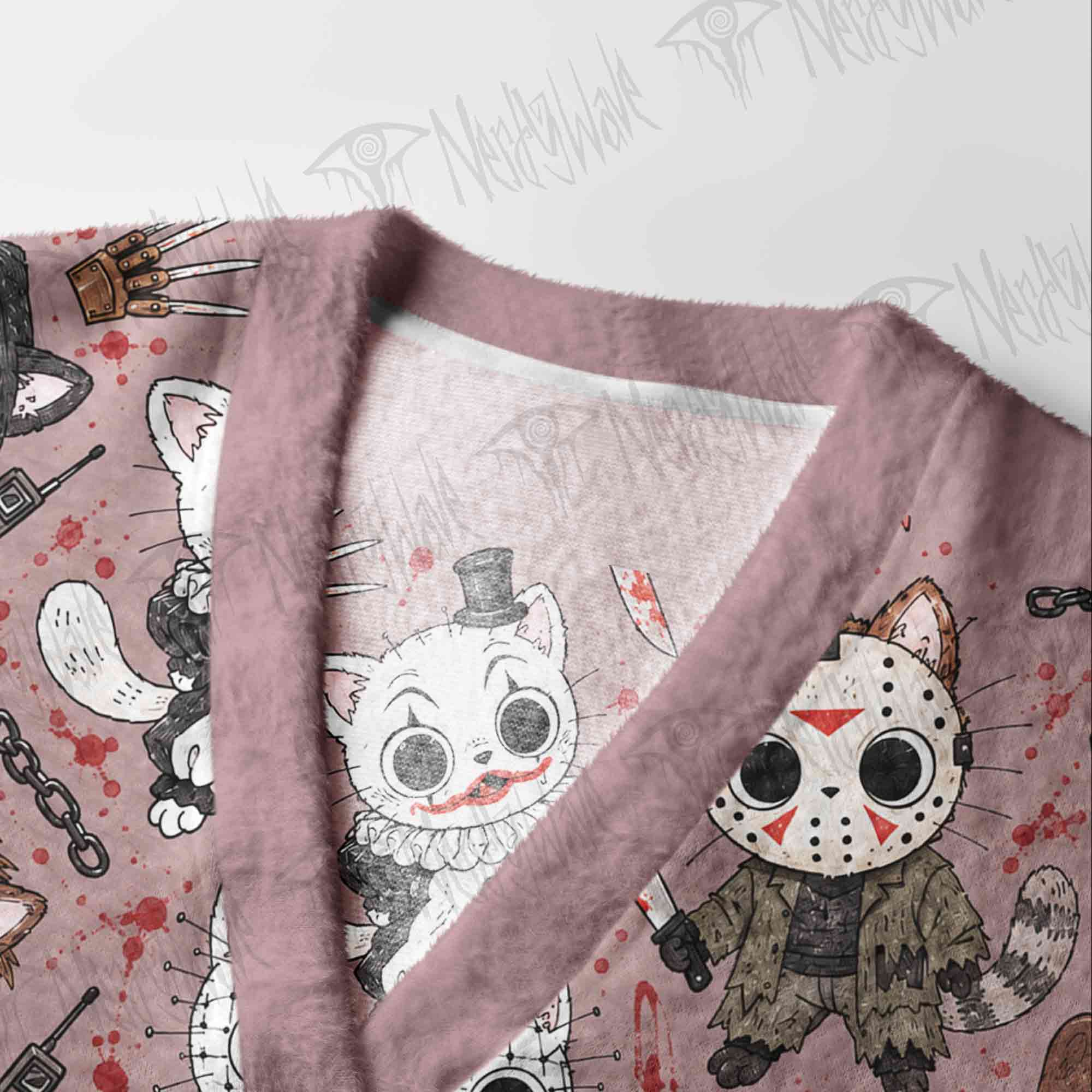 Cute Horror Slasher Cats Cardigan Sweater