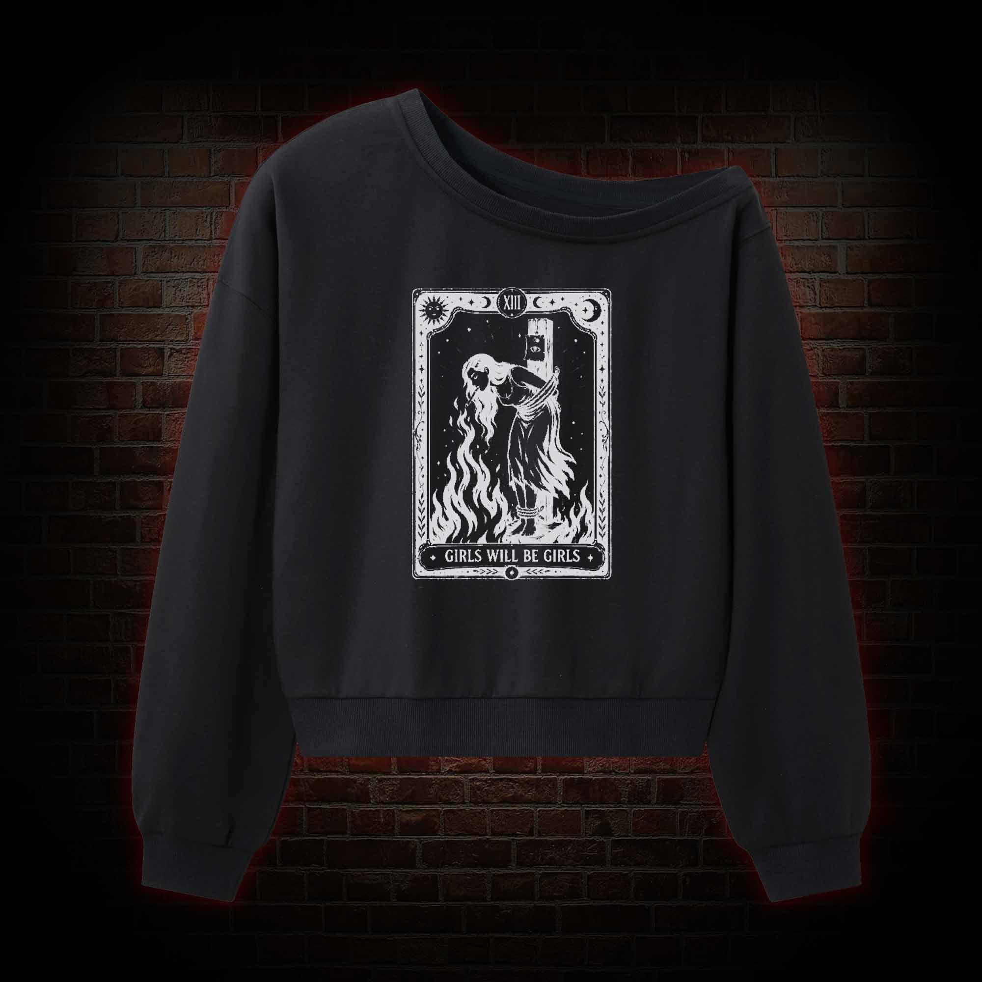 Girls Will be Girls Tarot Off Shoulder Sweatshirt