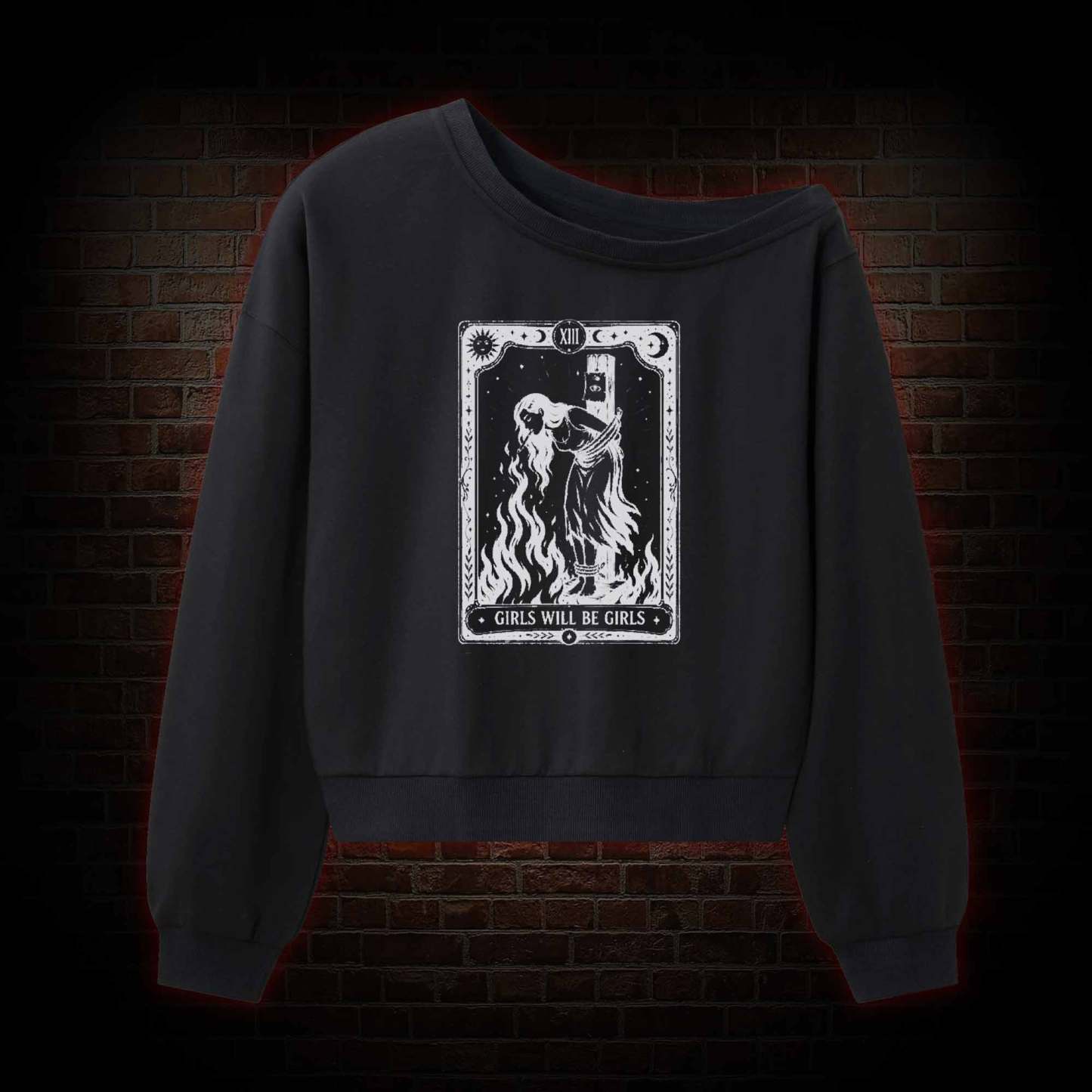 Girls Will be Girls Tarot Off Shoulder Sweatshirt