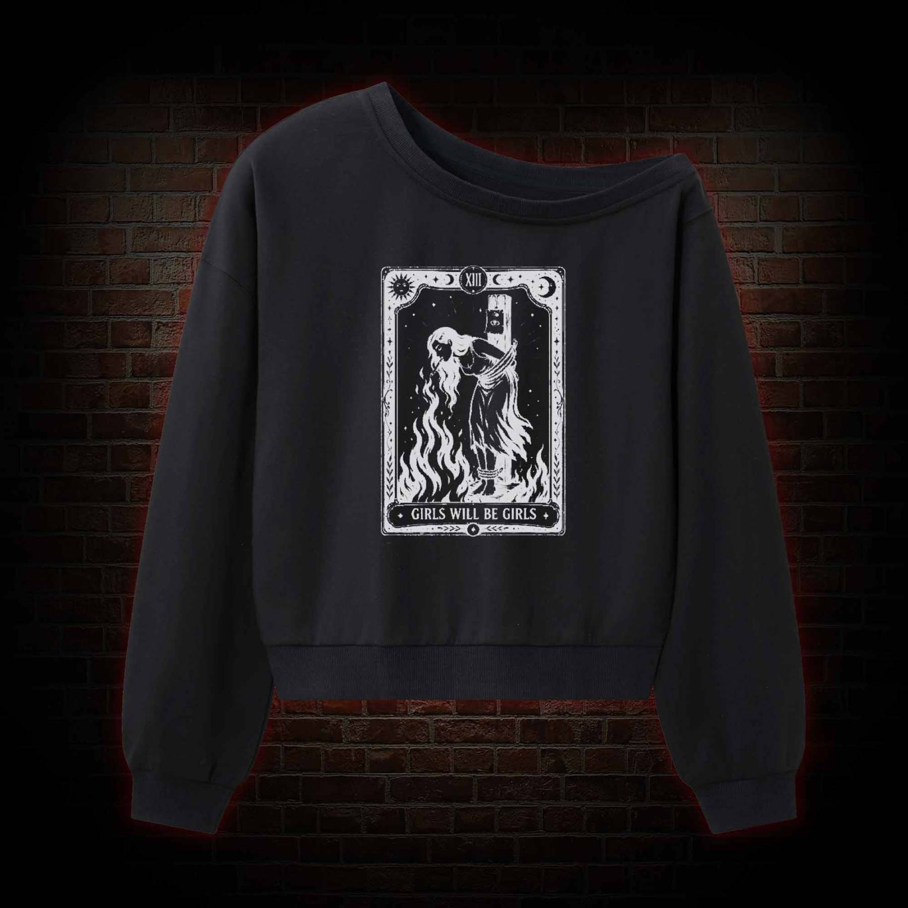 Girls Will be Girls Tarot Off Shoulder Sweatshirt