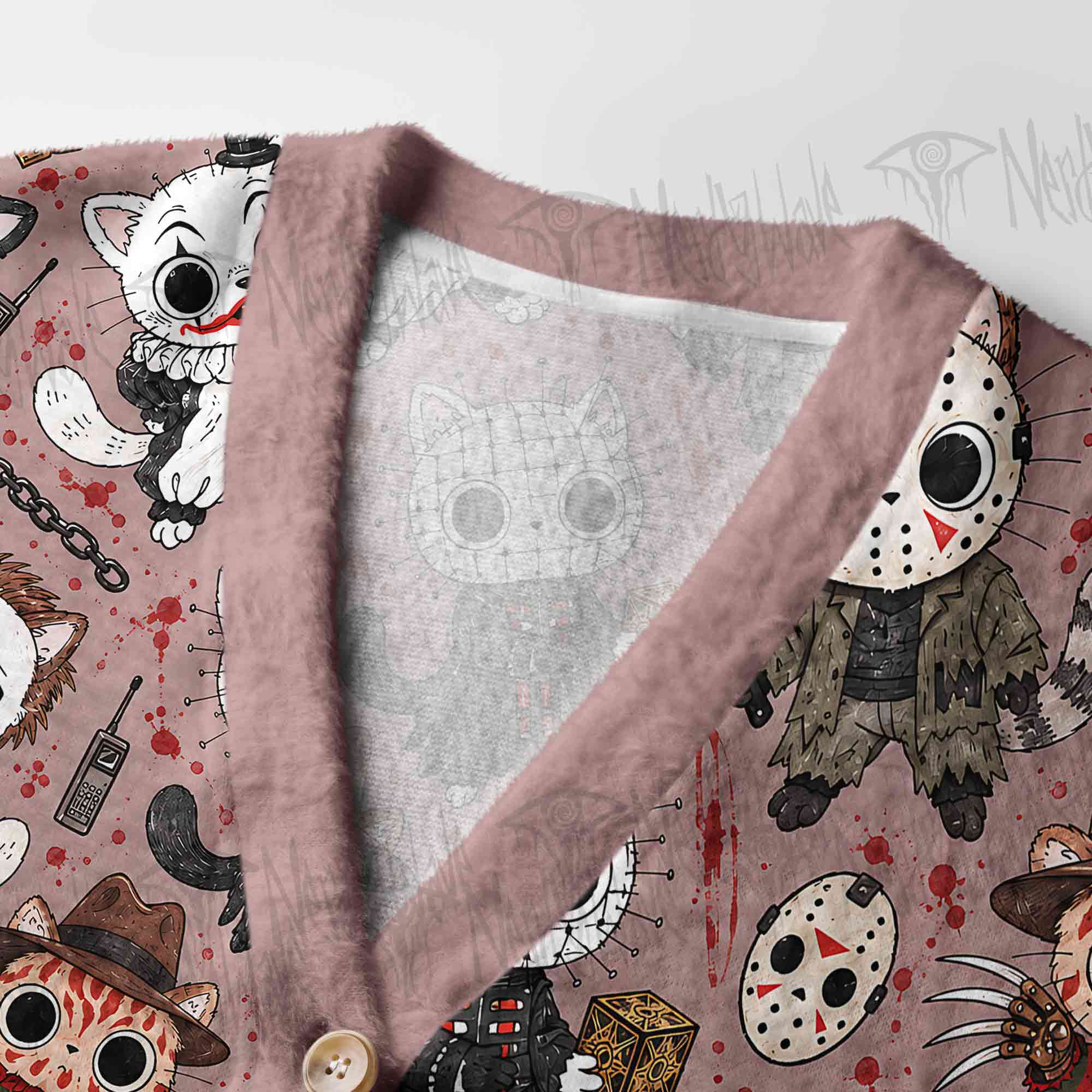 Cute Horror Slasher Cats Women's Cardigan Sweater