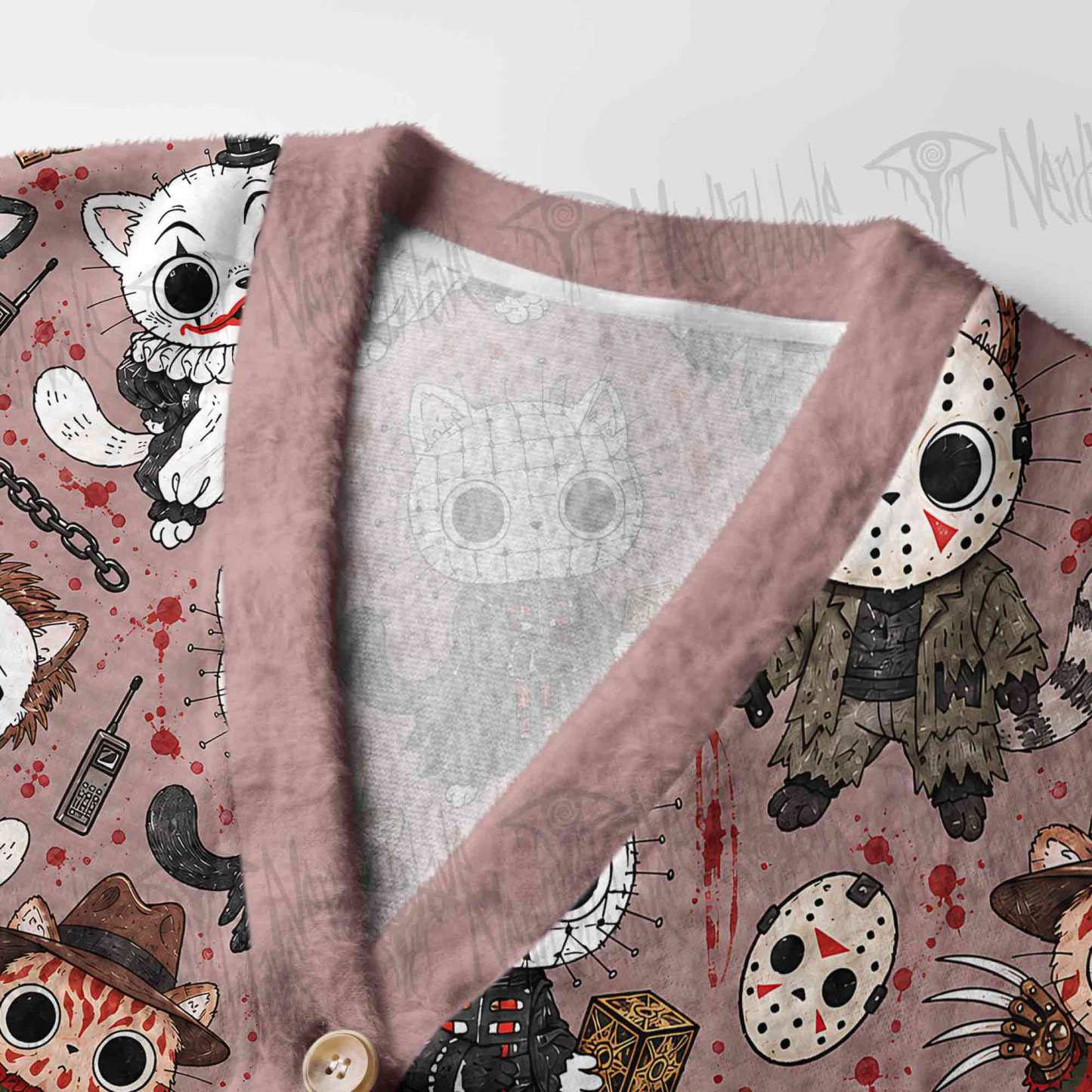 Cute Horror Slasher Cats Women's Cardigan Sweater