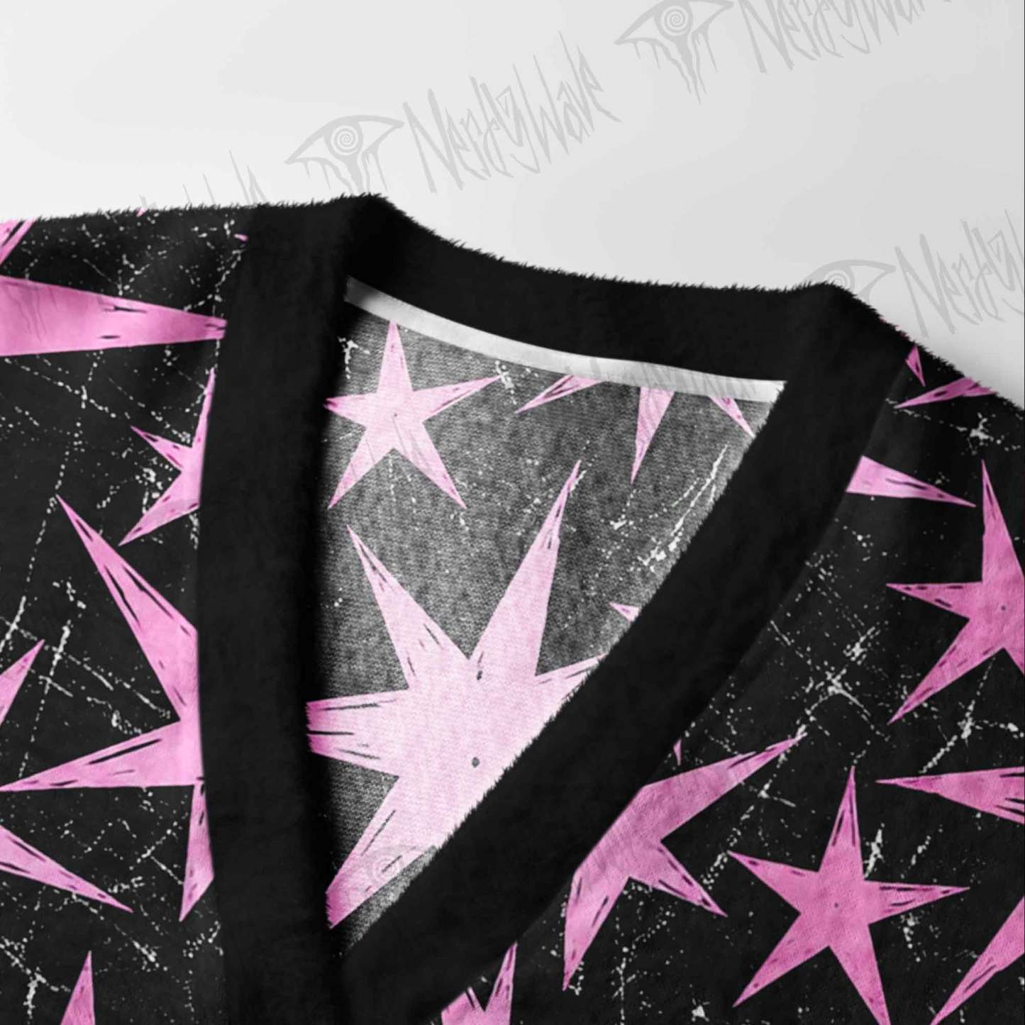 Grunge Pink Star Cardigan Sweater