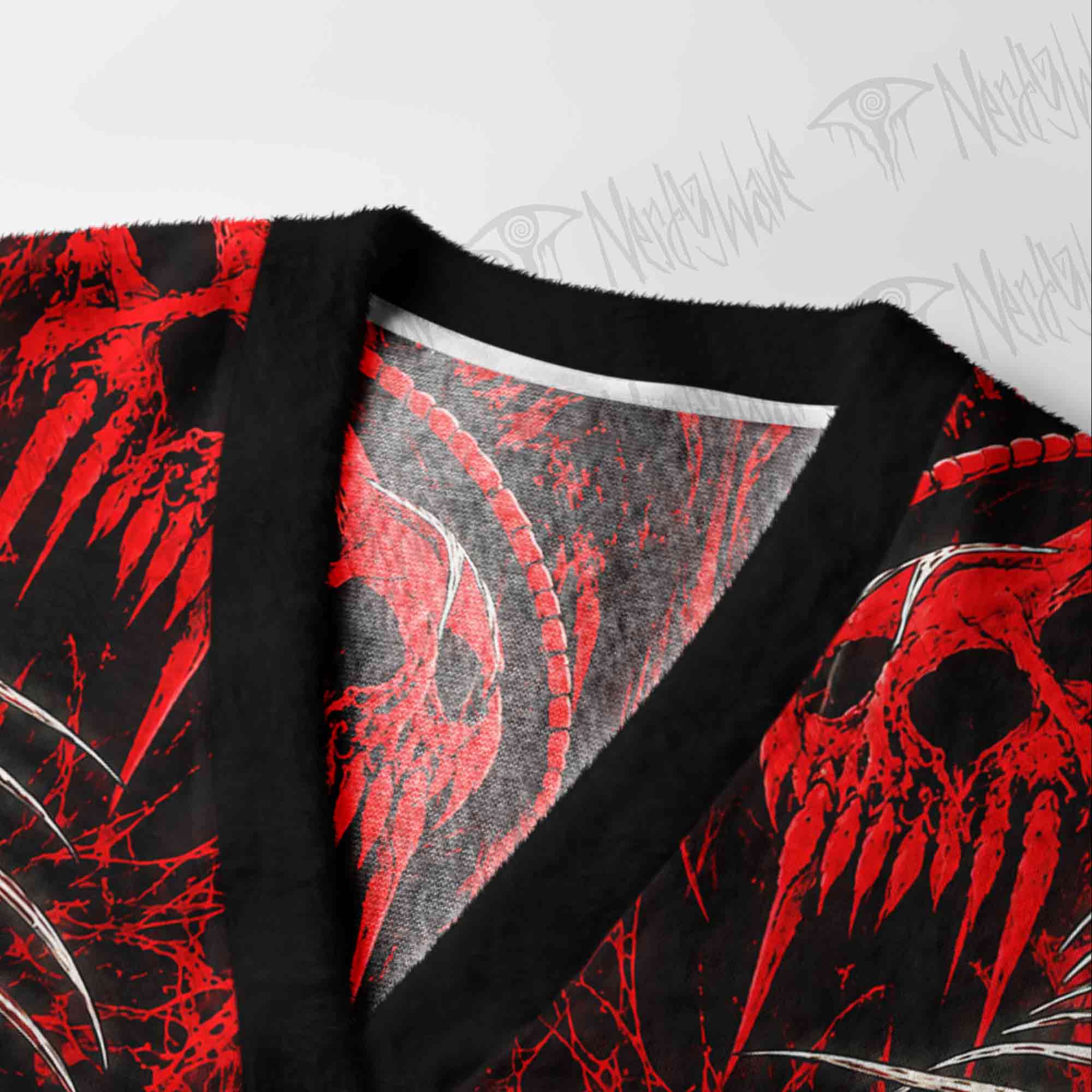 Red Blood Splatter Centipede Skull Cardigan Sweater