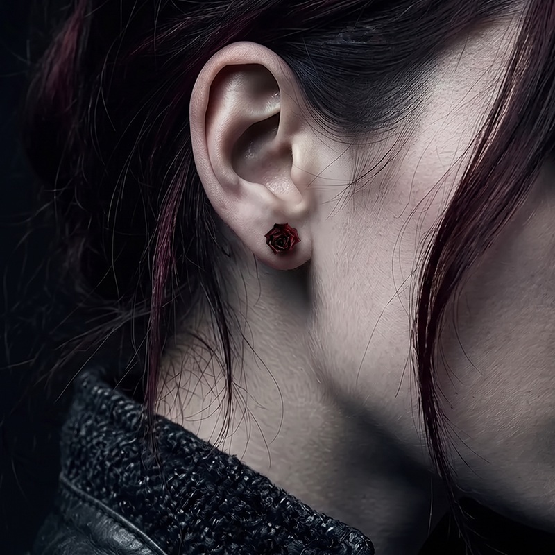 Blood Rose Earrings