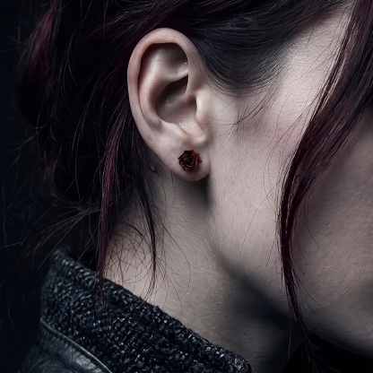 Blood Rose Earrings