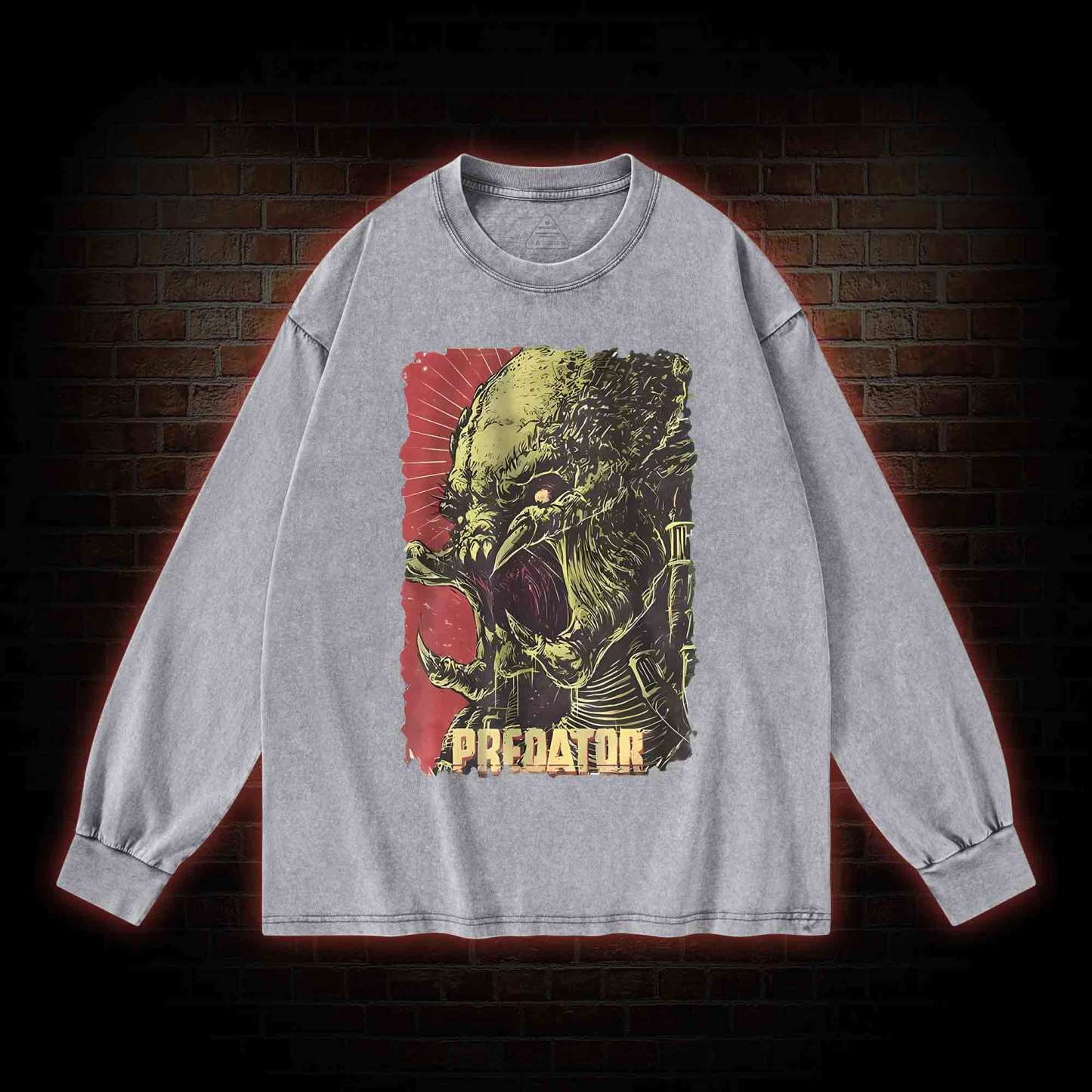 Alien Vs Alien Hunter Vintage Movie Washed Long-Sleeve T-shirt