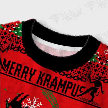 Merry Krampus Naughty Brats Women's Cropped Ugly Sweatshirt