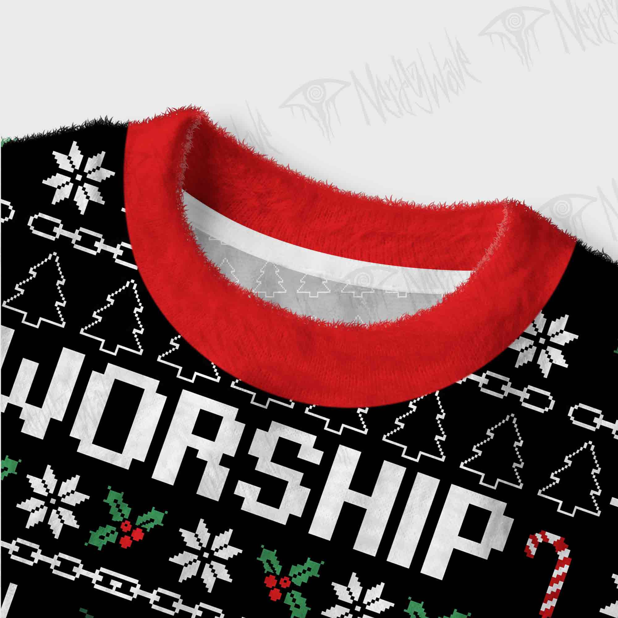Worship Santa Women's Cropped Ugly Sweatshirt