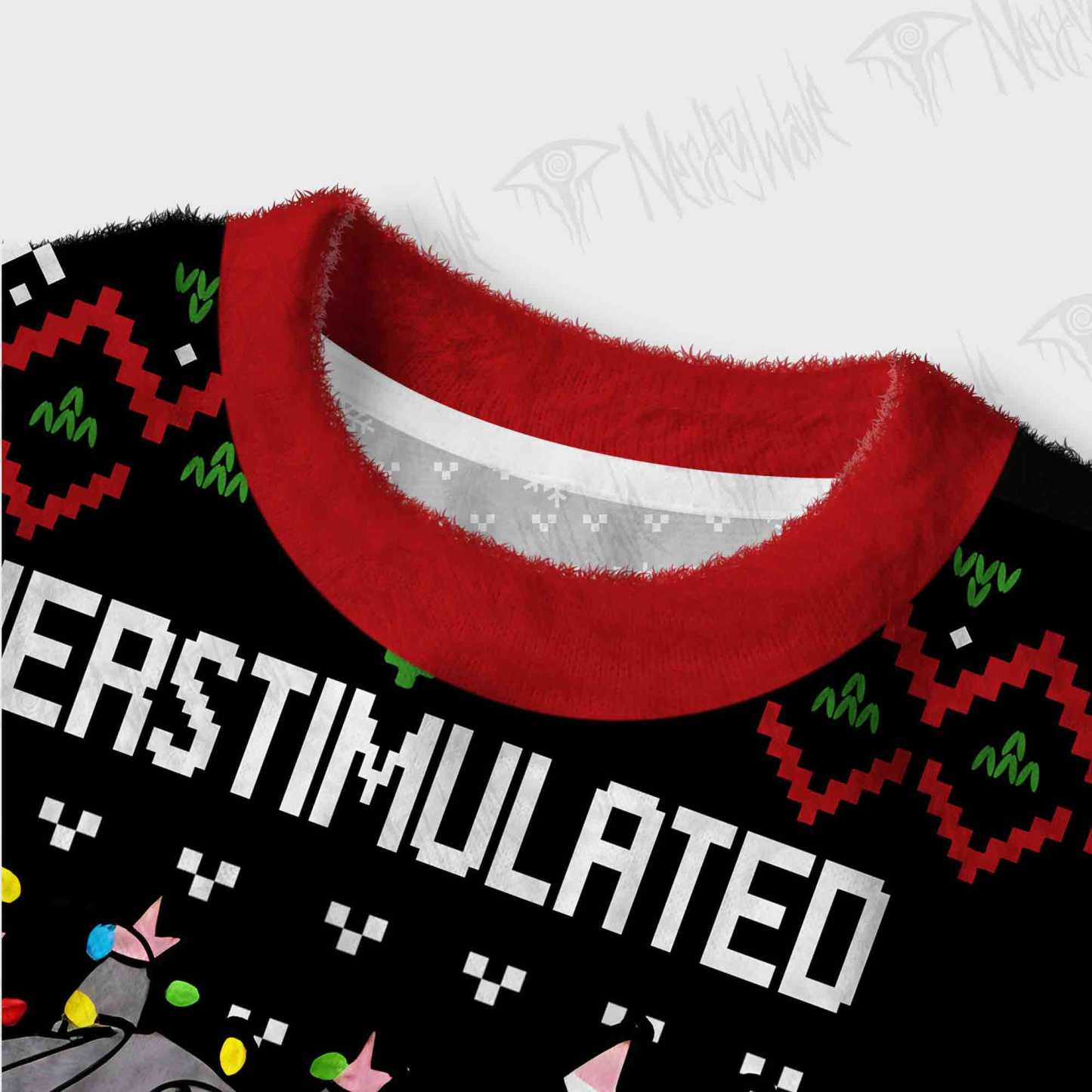 Overstimulated But Festive Women's Cropped Ugly Sweatshirt