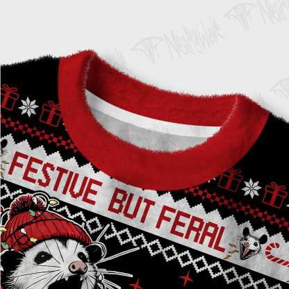 Festive But Feral Women's Cropped Ugly Sweatshirt