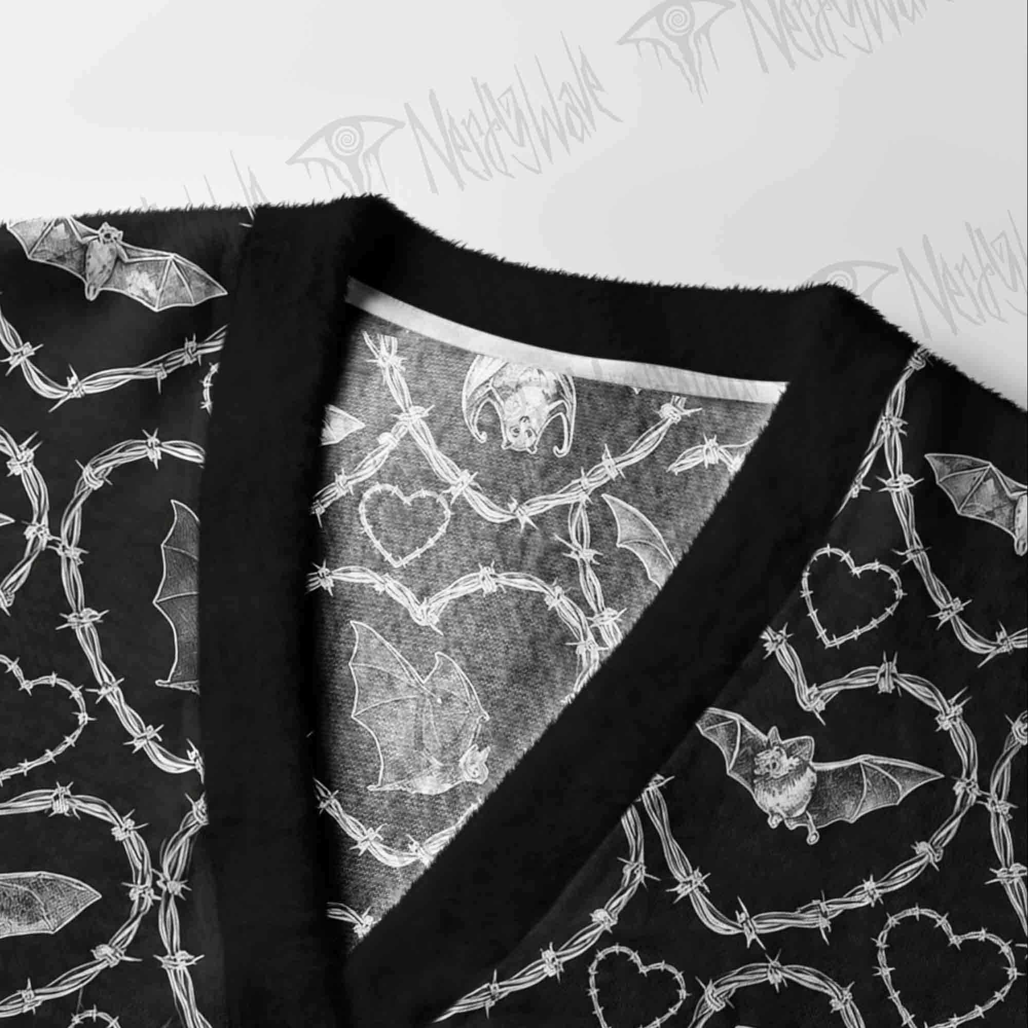 Gothic Bat Barbed Hearts Cardigan Sweater