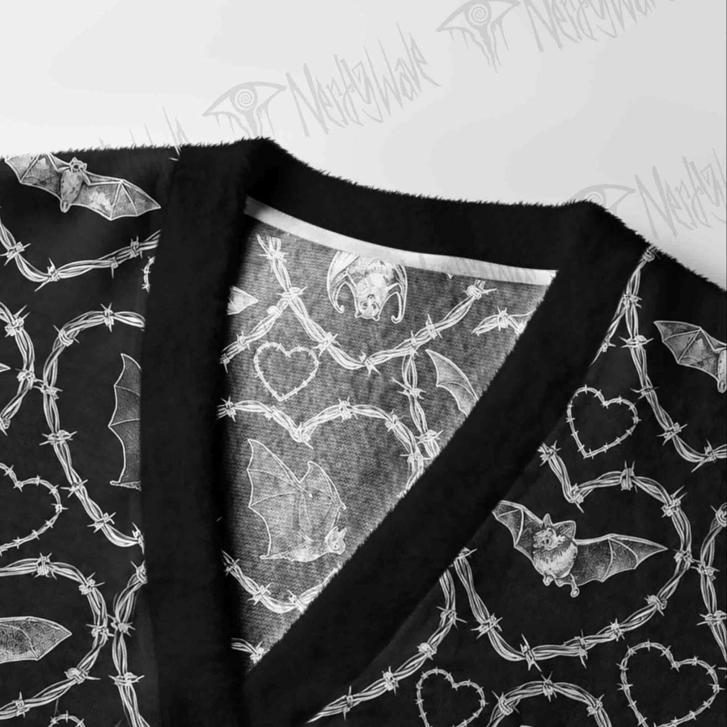 Gothic Bat Barbed Hearts Cardigan Sweater
