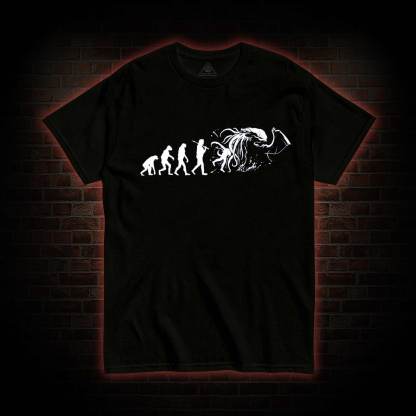 Mens Evolution of Cthulhu Funny Parody T-shirt