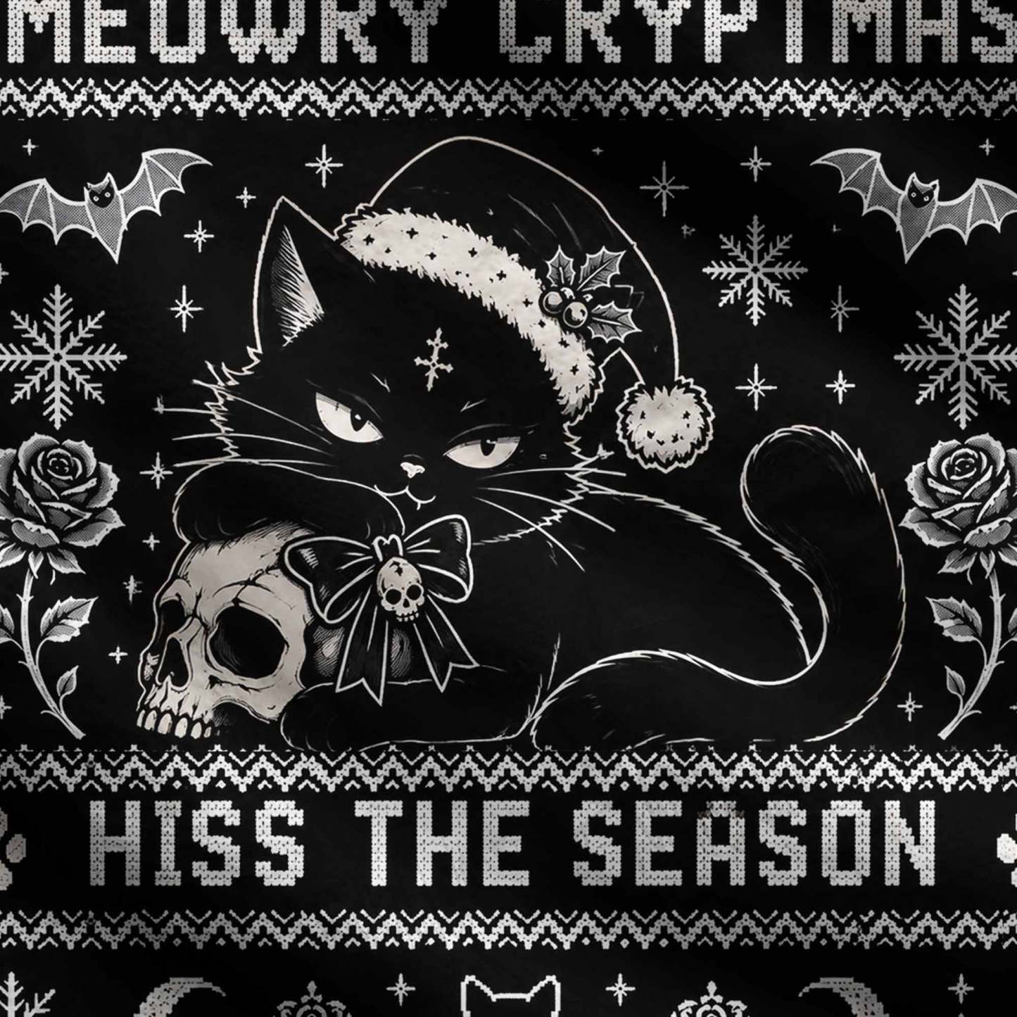 Meowry Cryptmas Hiss the Season Ugly Sweatshirts