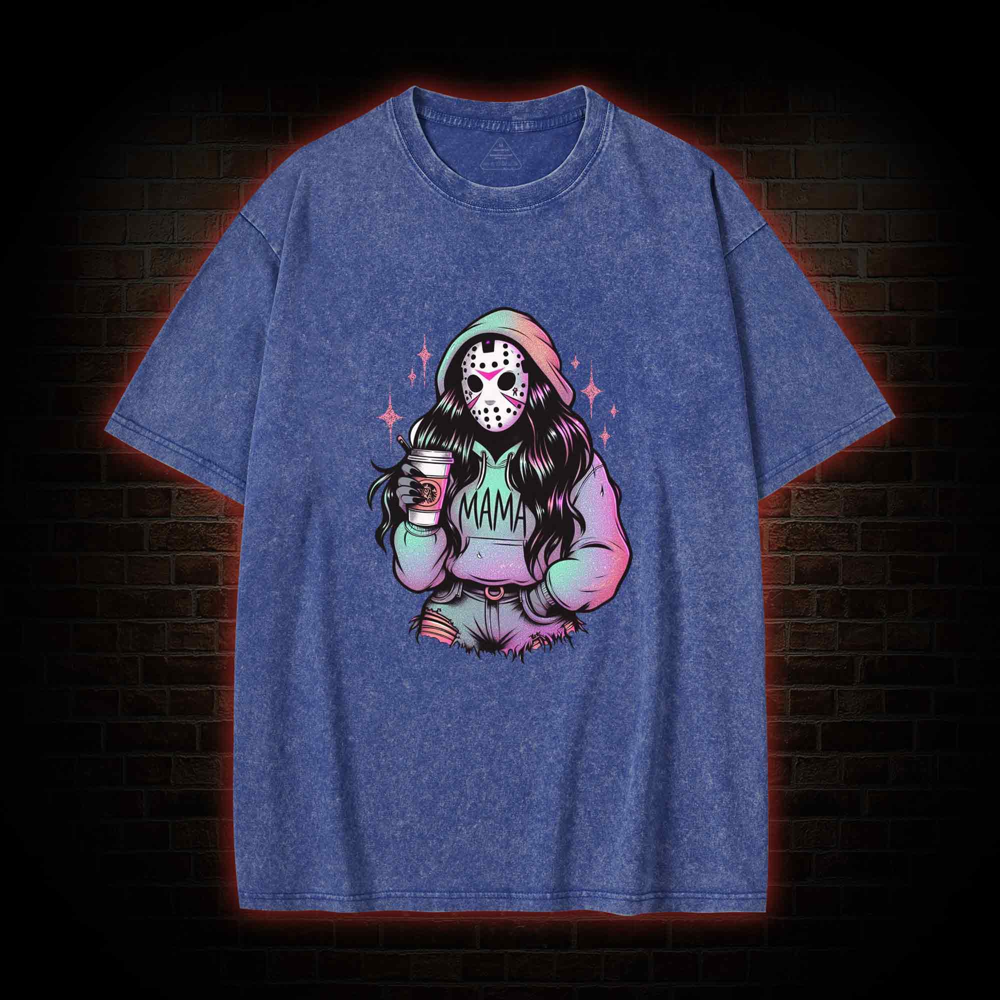 Halloween Horror Mama Washed T-shirt