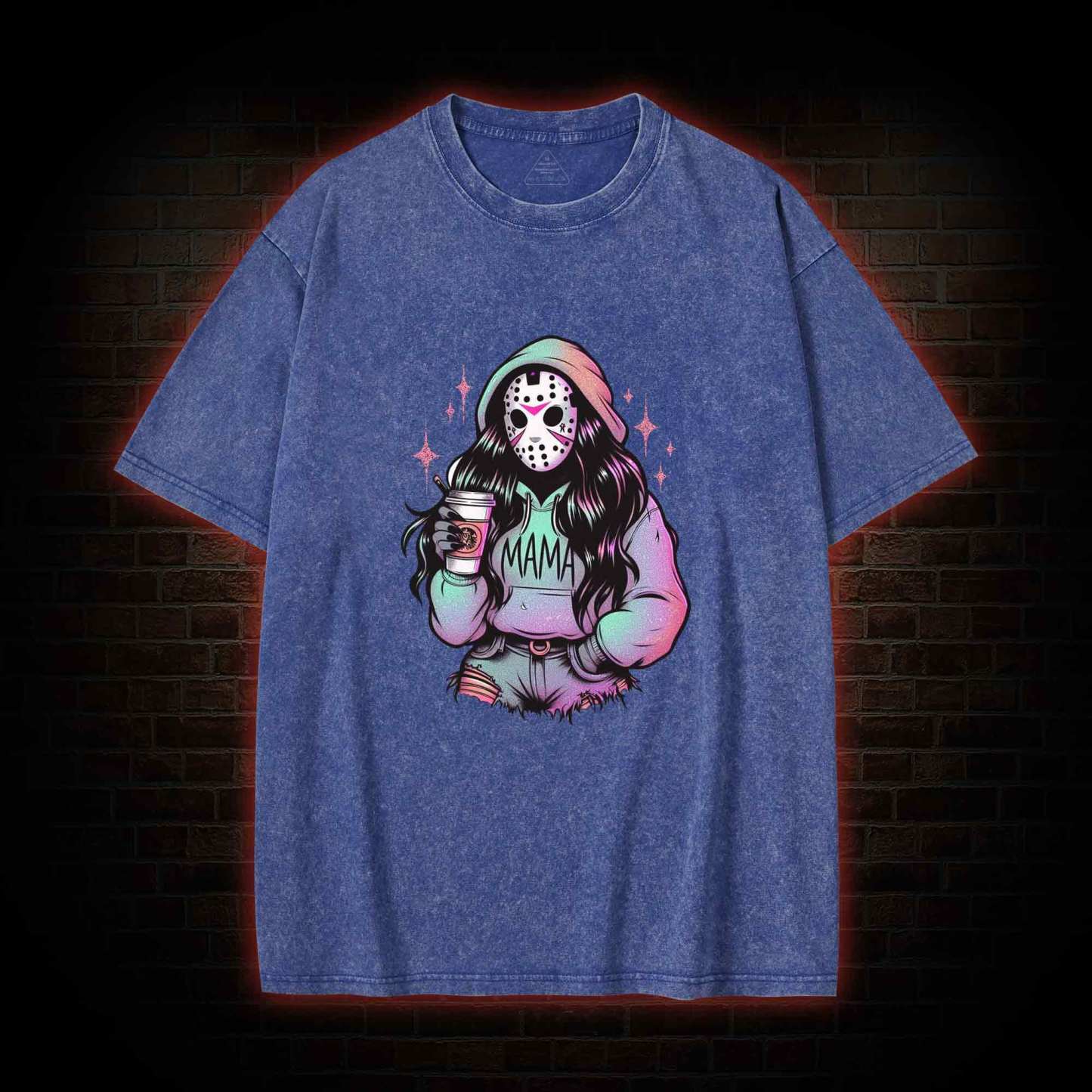 Halloween Horror Mama Washed T-shirt