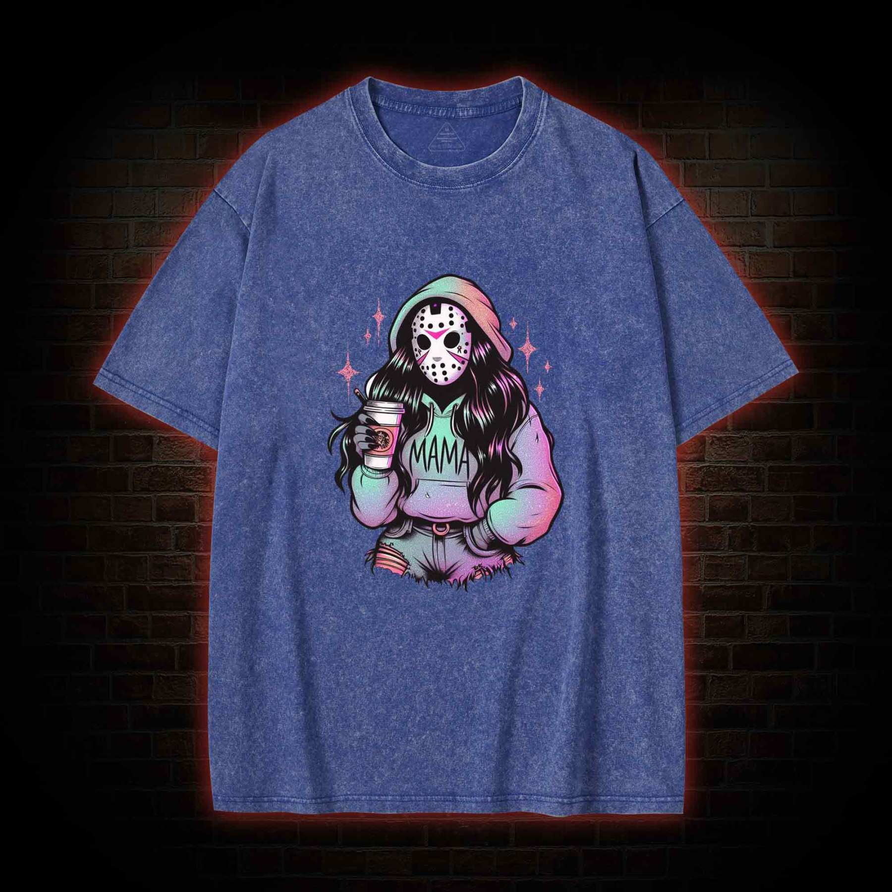 Halloween Horror Mama Washed T-shirt