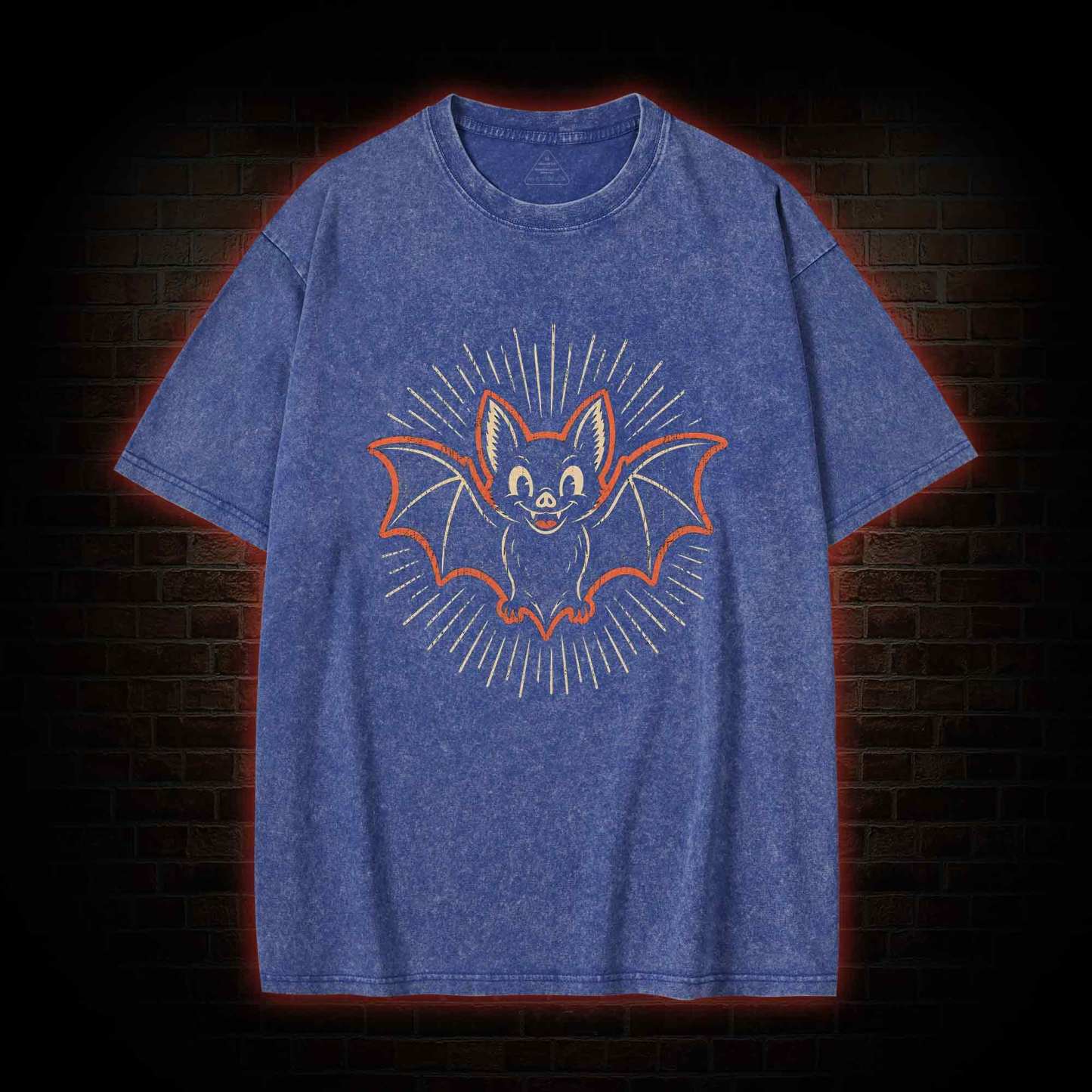 Vintage Cartoon Spooky Bat Washed T-shirt