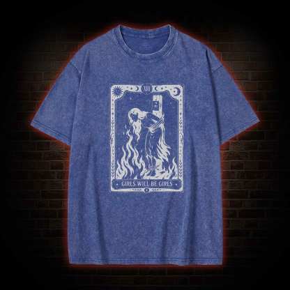 Girls Will be Girls Tarot Washed T-shirt