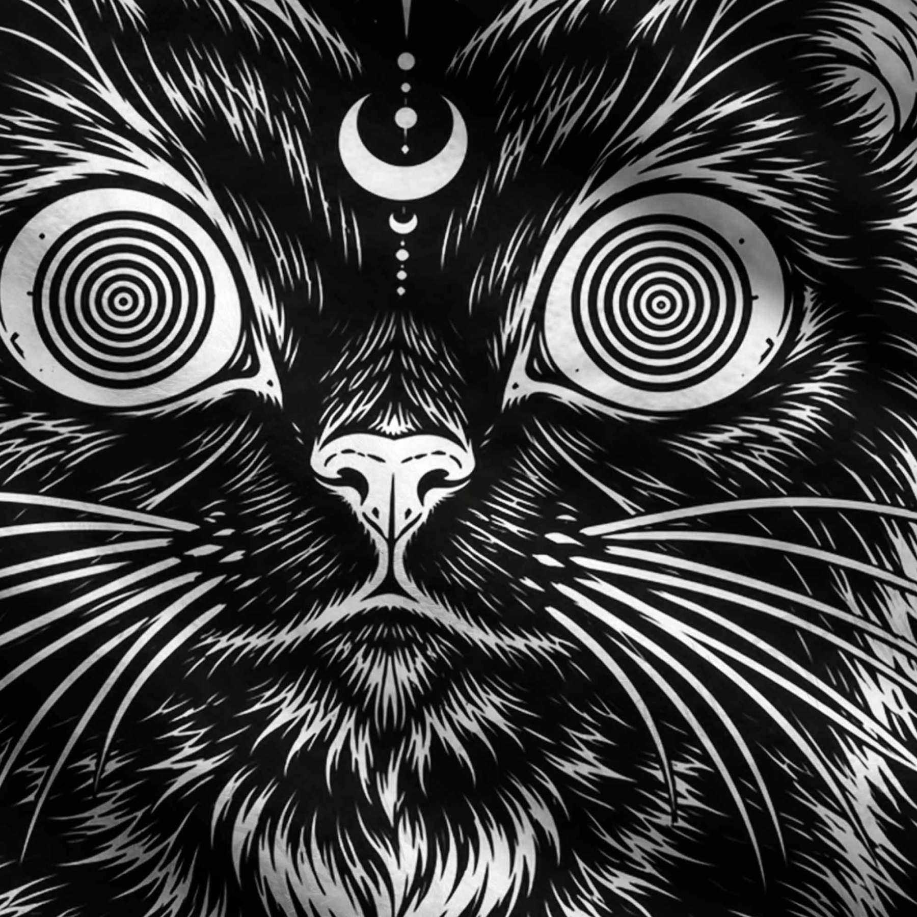 Hypnotic Eyes Psychedelic Black Cat Ugly Sweatshirts