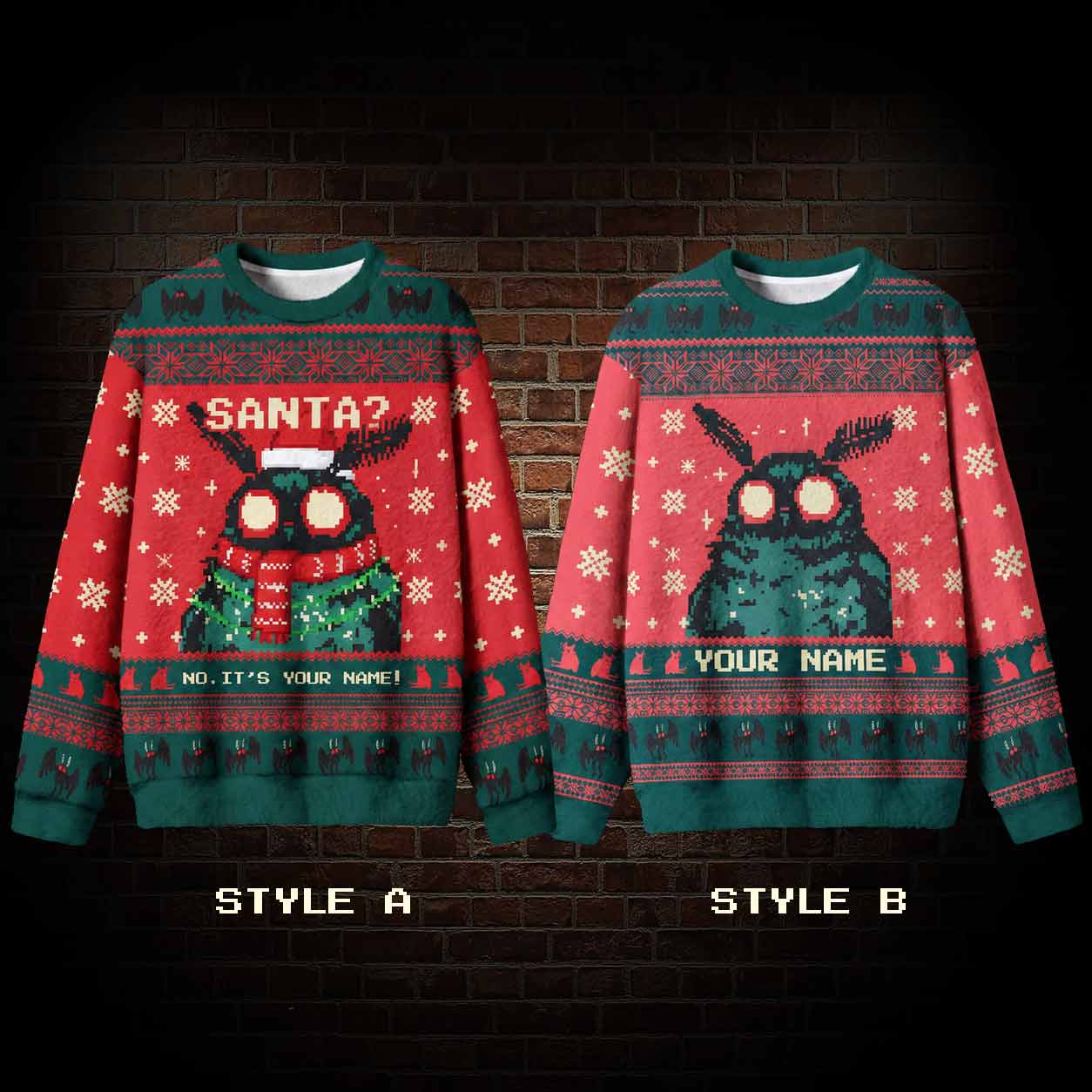 Personalized Your Name Mothman Ugly Sweatshirts