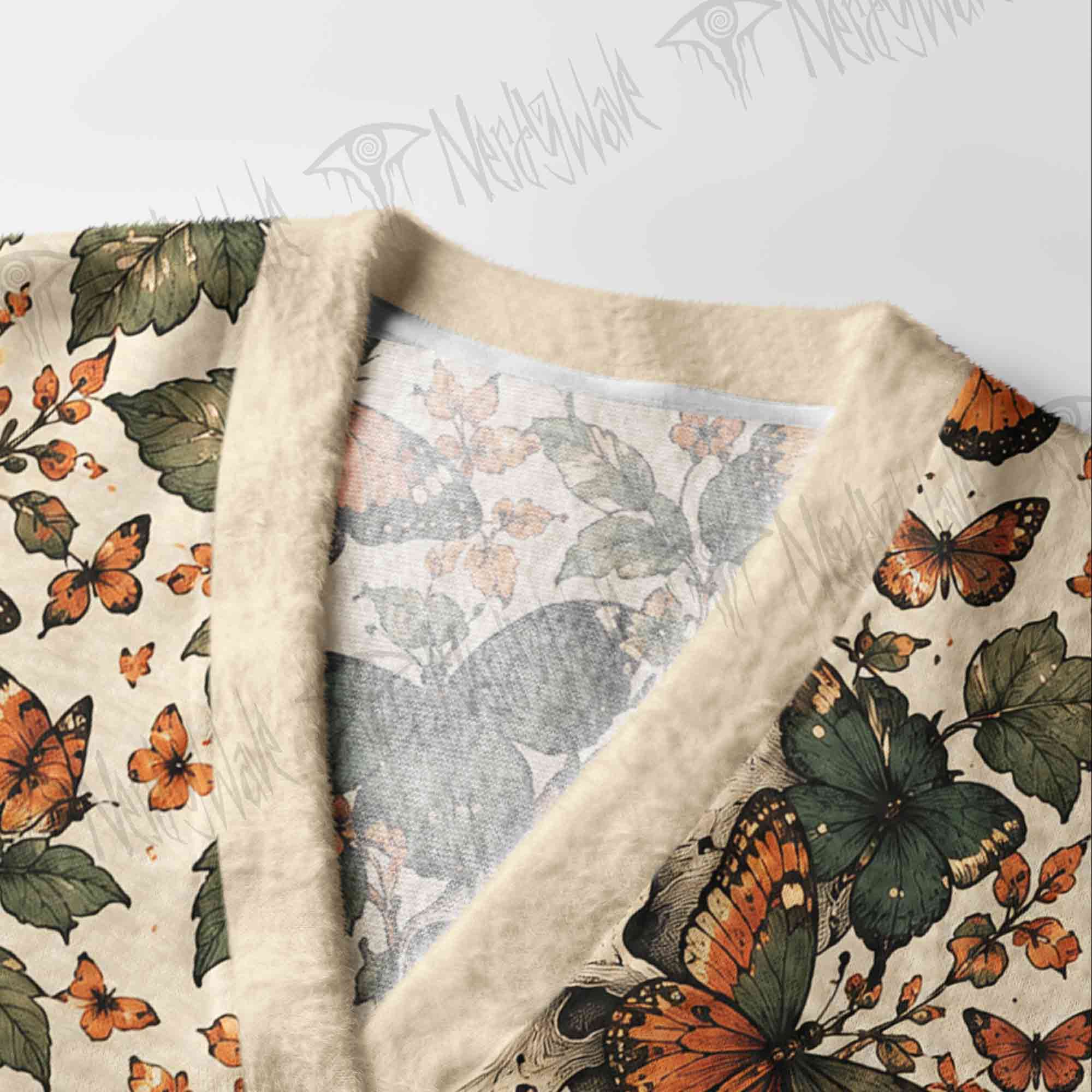 Vintage Gothic Skull and Butterfly Cardigan Sweater