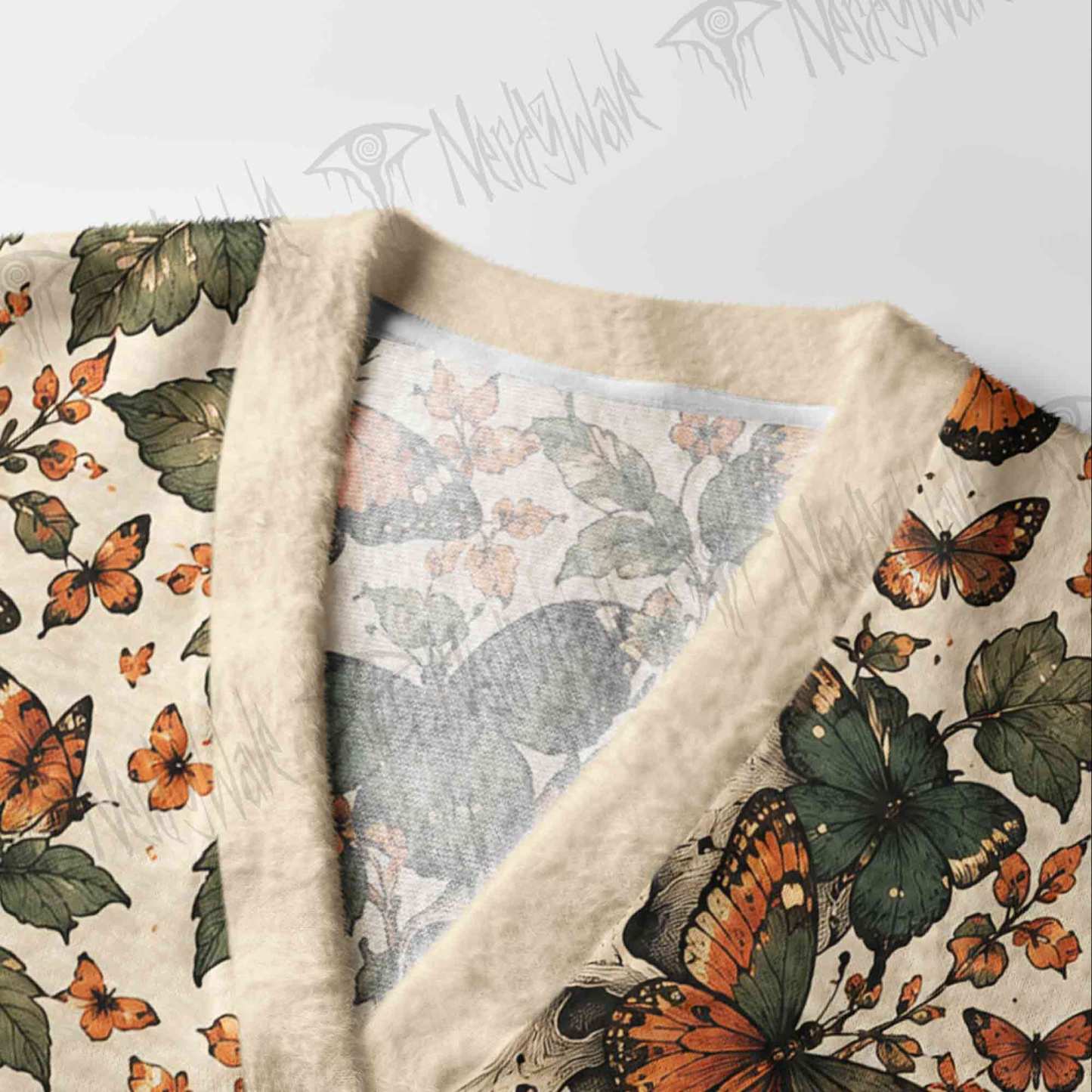Vintage Gothic Skull and Butterfly Cardigan Sweater