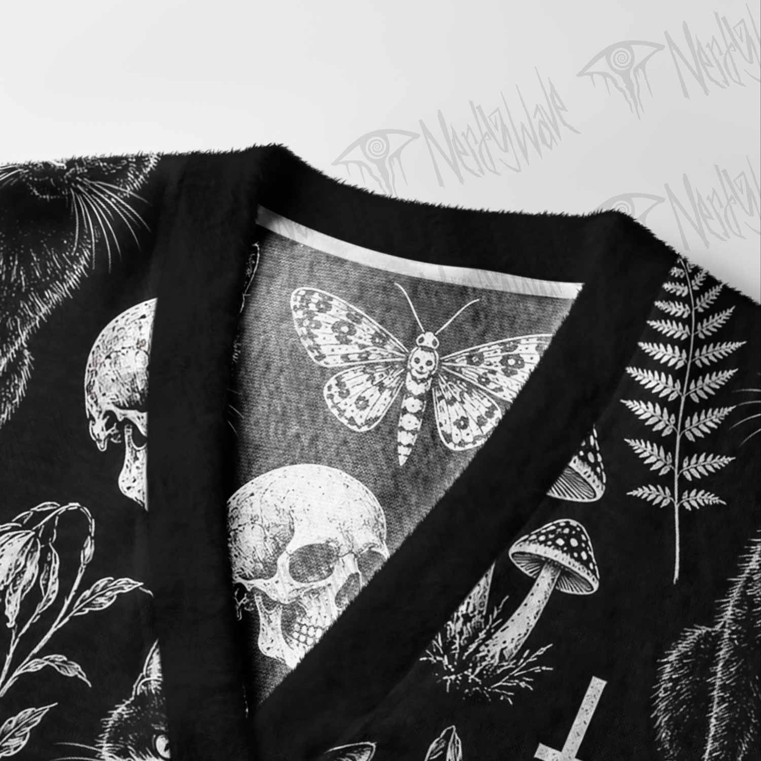 Witchy Black Cat Cardigan Sweater