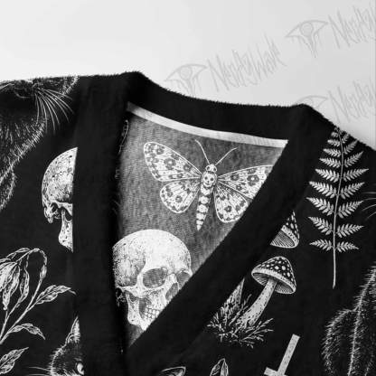 Witchy Black Cat Cardigan Sweater