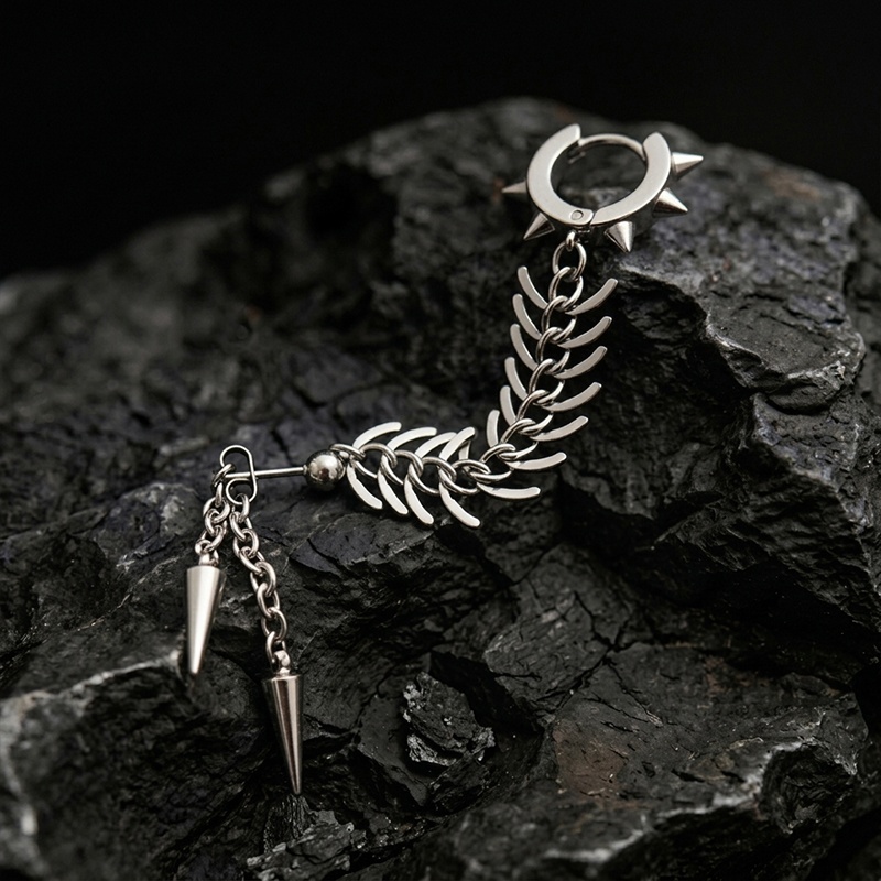 Bone Chain Spikes Earrings