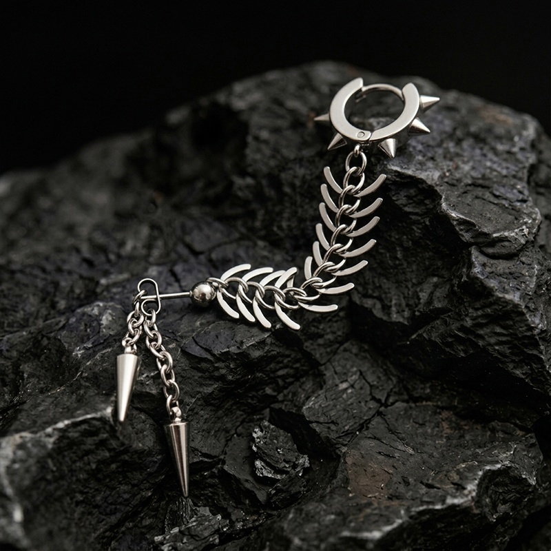 Bone Chain Spikes Earrings