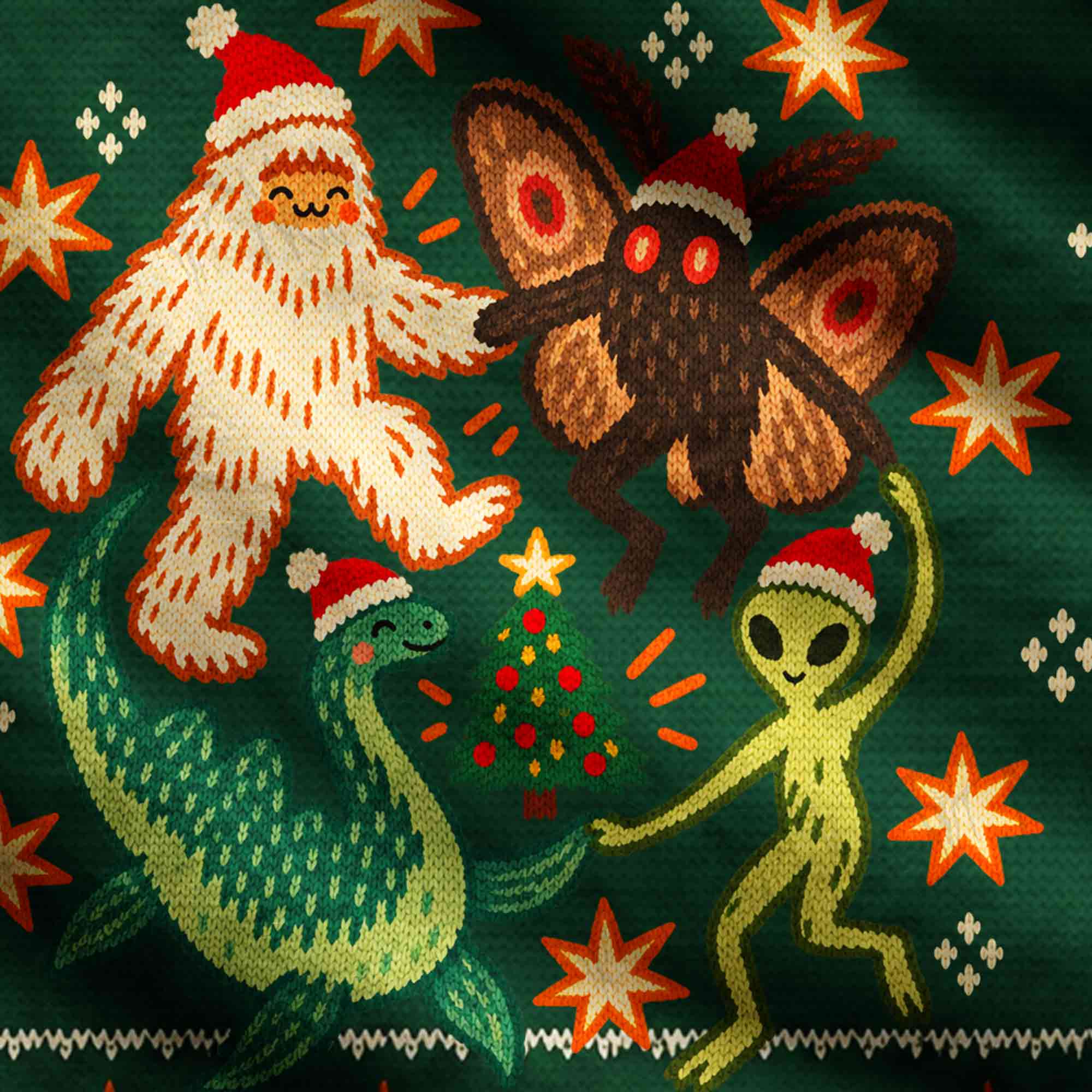 Cryptid Christmas Party Ugly Sweatshirts