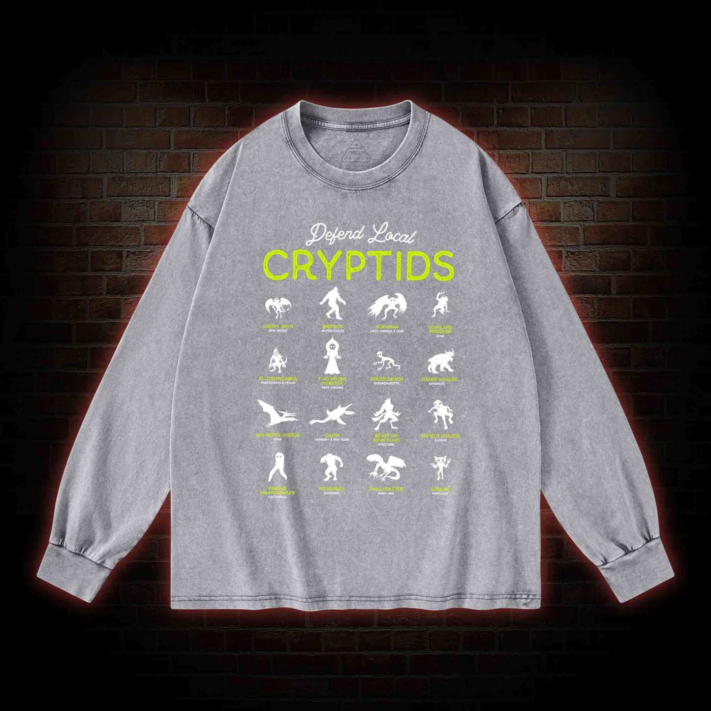 Defend Local Cryptids Creature Collection Washed Long-Sleeve T-shirt