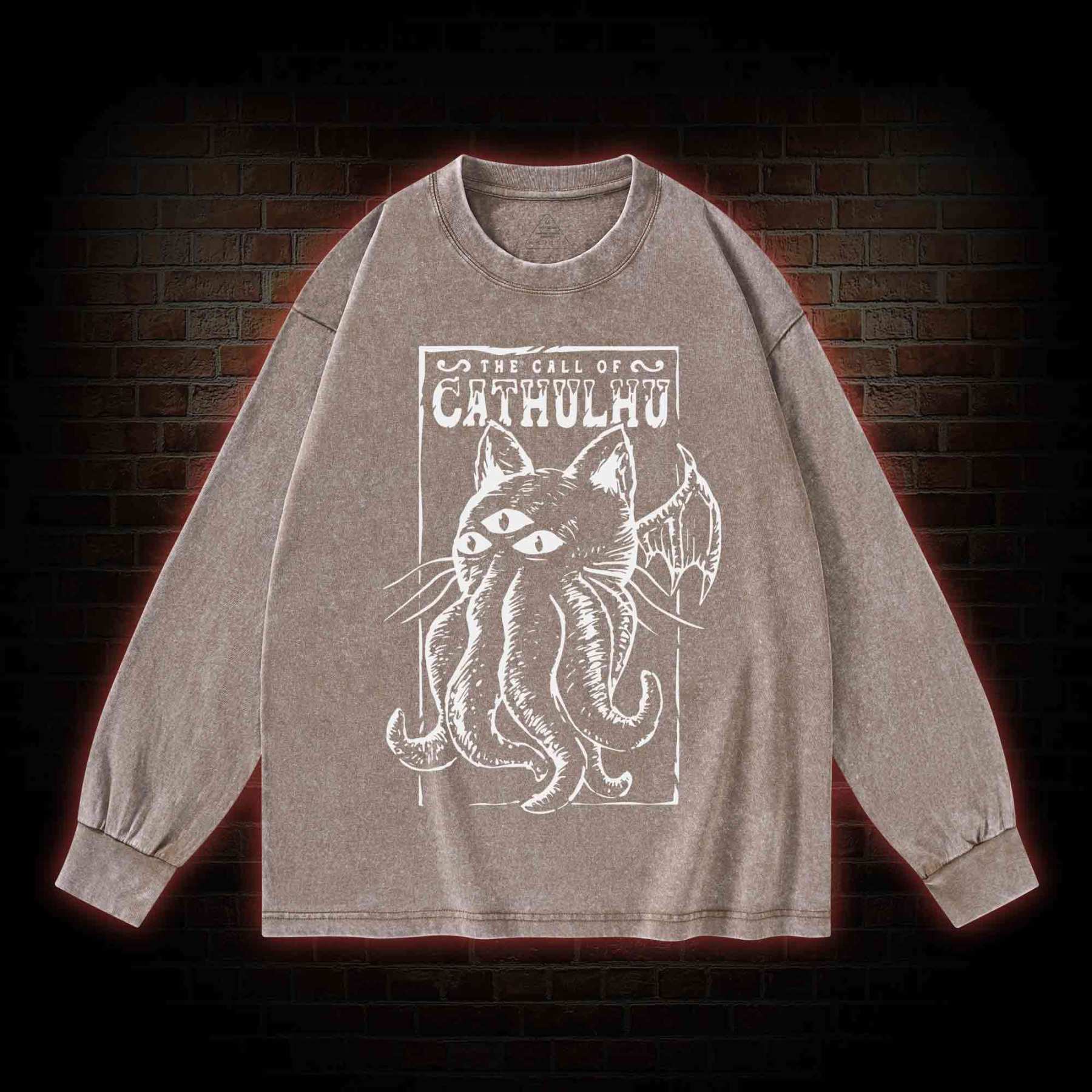 The Call Of Cathulhu Essential Washed Long-Sleeve T-shirt