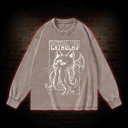 The Call Of Cathulhu Essential Washed Long-Sleeve T-shirt