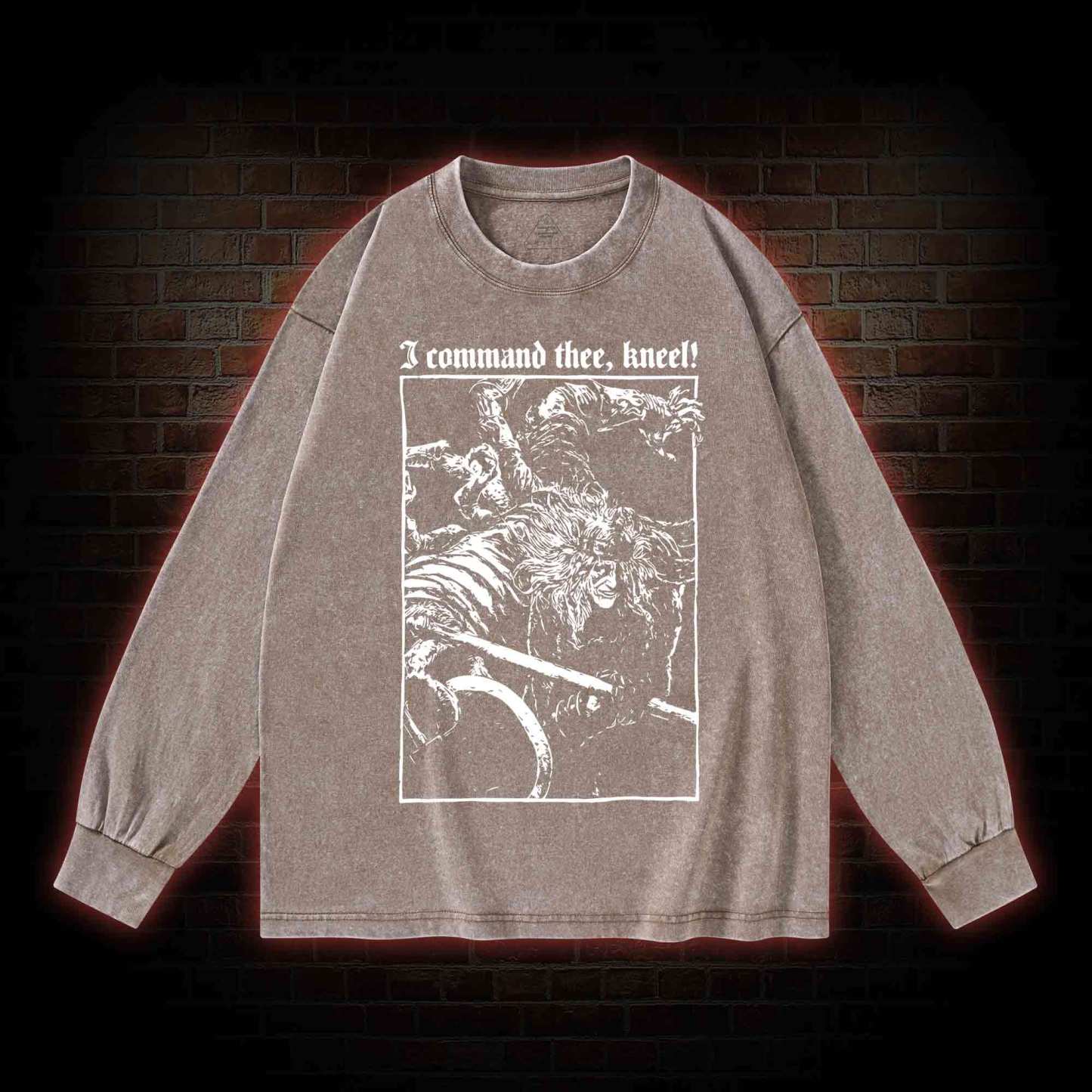 I Command Thee Kneel Washed Long-Sleeve T-shirt