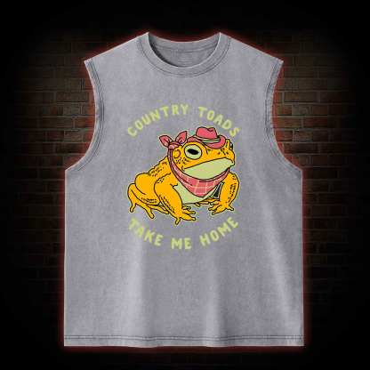 Country Toads Take Me Home Washed Tank Top