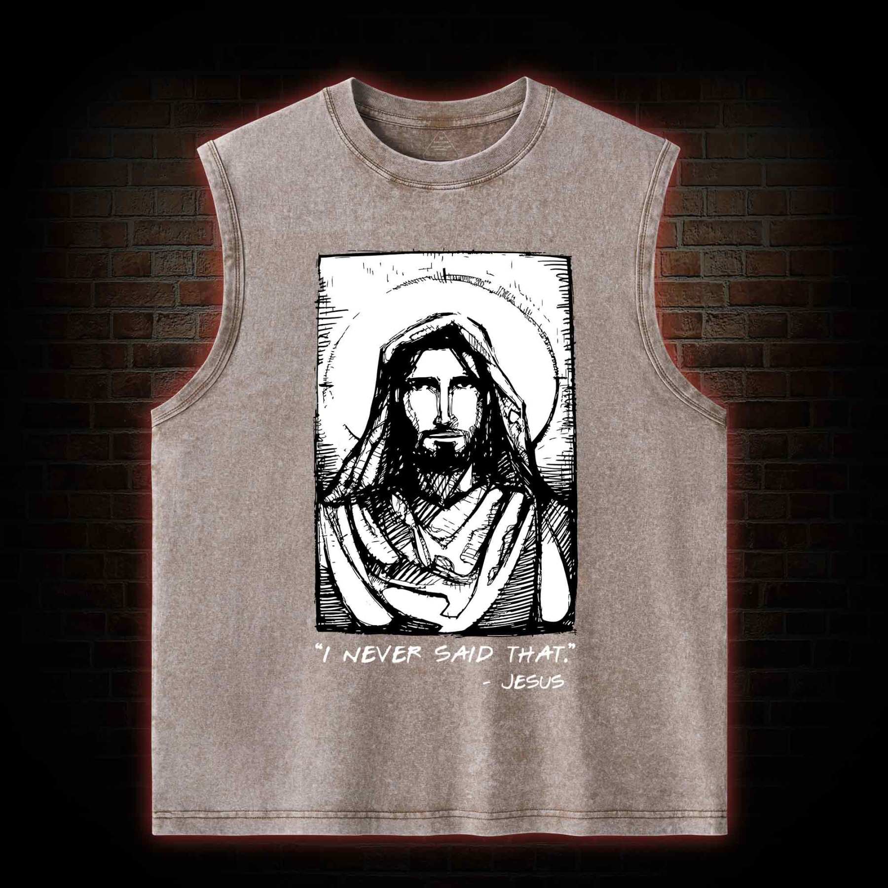 Jesus I Never Said That Washed Tank Top