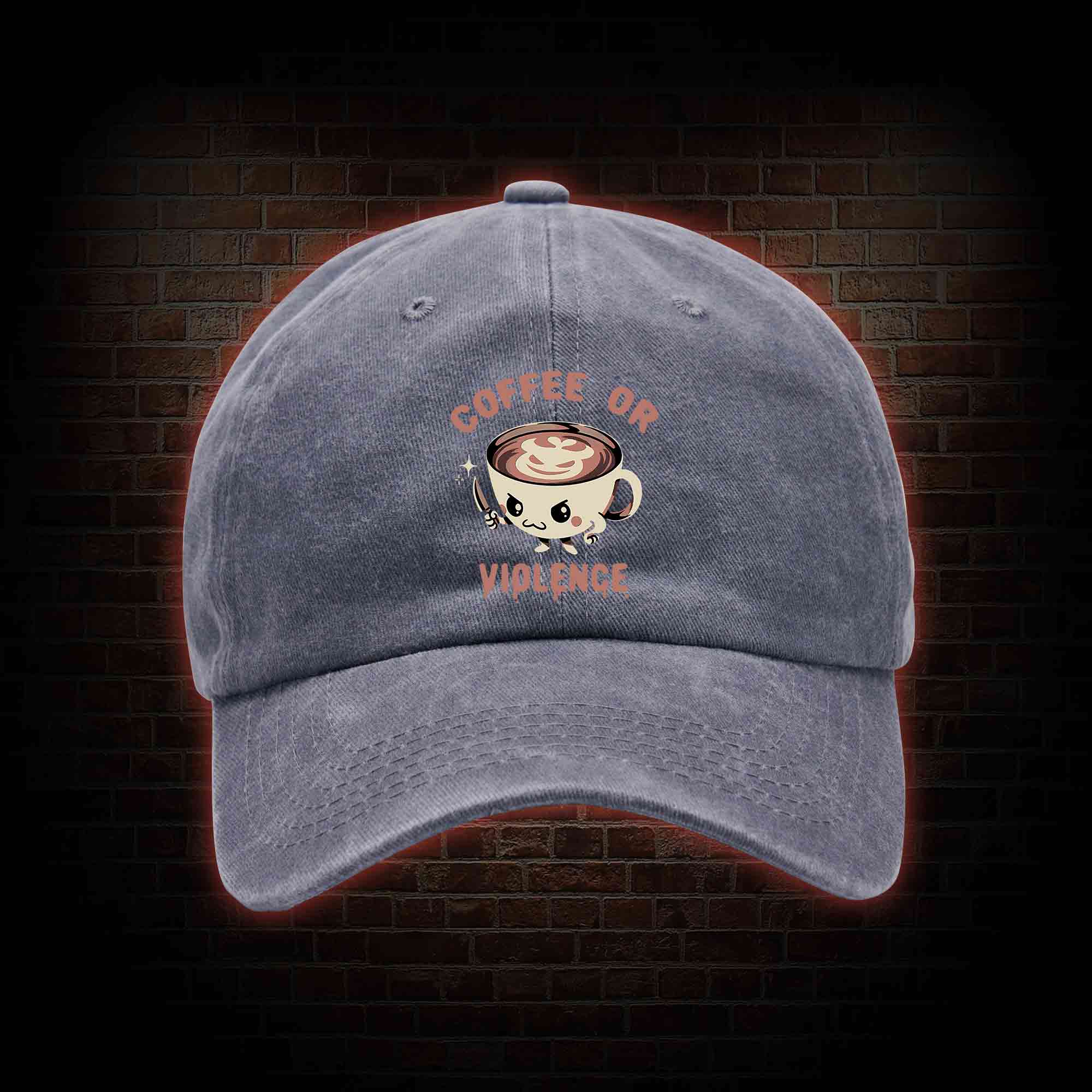 Coffee Or Violence Washed Vintage Baseball Cap