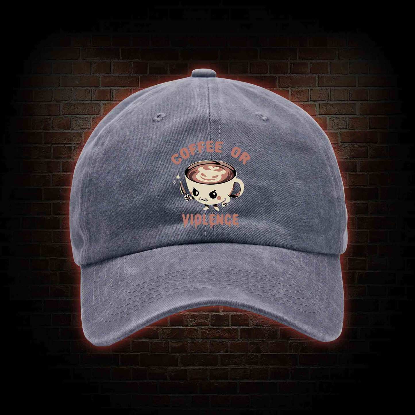 Coffee Or Violence Washed Vintage Baseball Cap