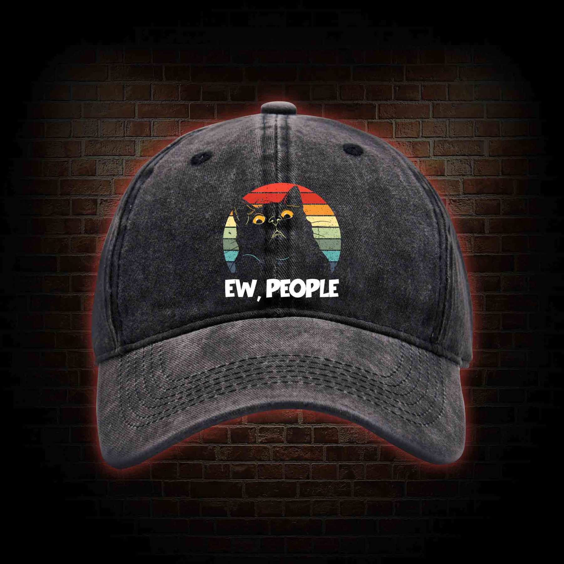 Ew People Washed Vintage Baseball Cap with Dark Style
