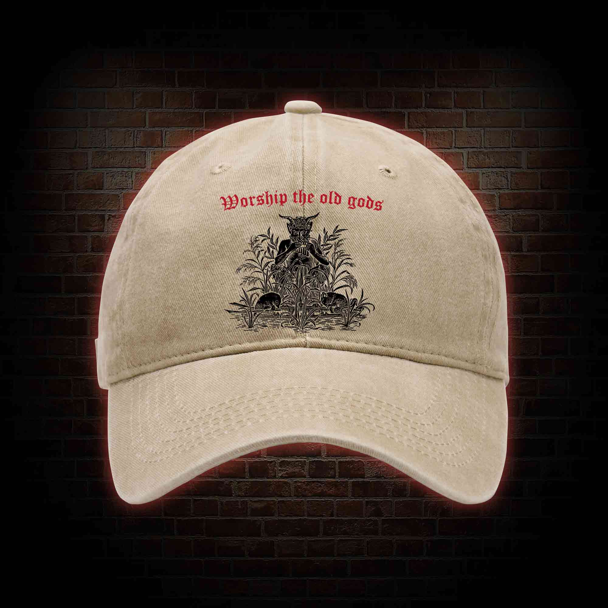 Worship The Old Gods Washed Vintage Baseball Cap