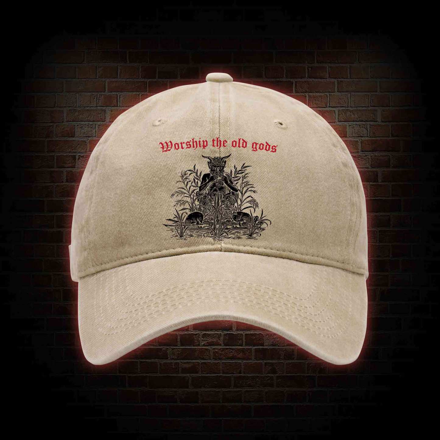 Worship The Old Gods Washed Vintage Baseball Cap