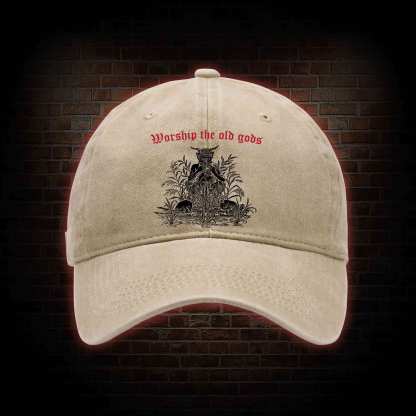 Worship The Old Gods Washed Vintage Baseball Cap