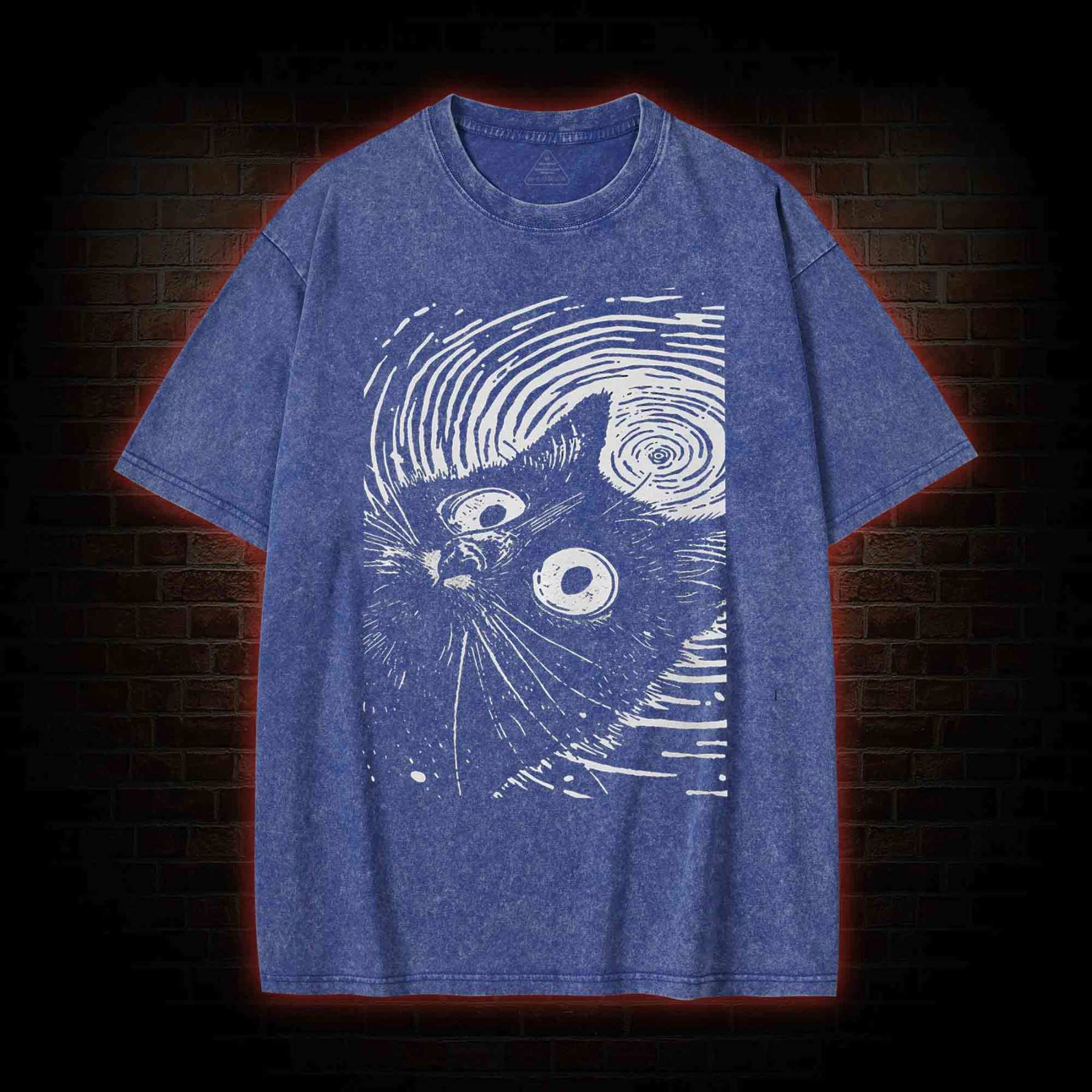 Psychedelic Weirdcore Cat Washed T-shirt