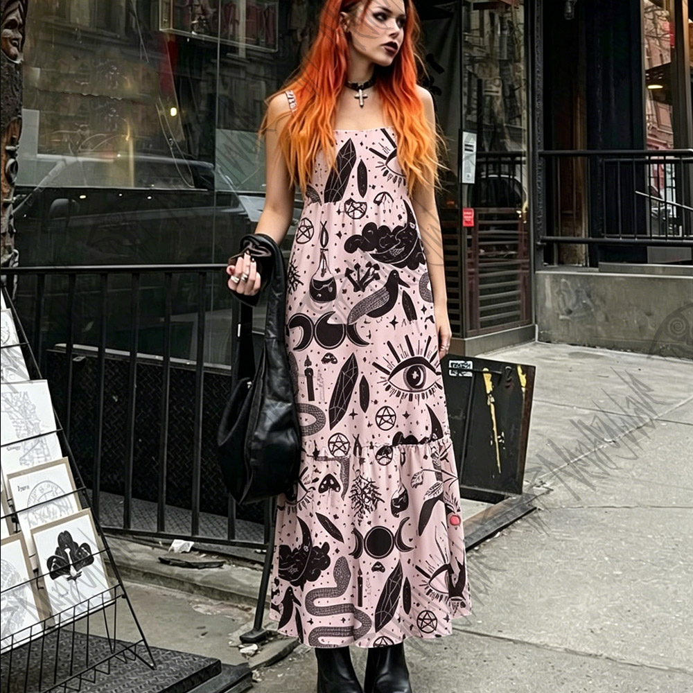 Mystic Whimsy Wide Straps Maxi Dress